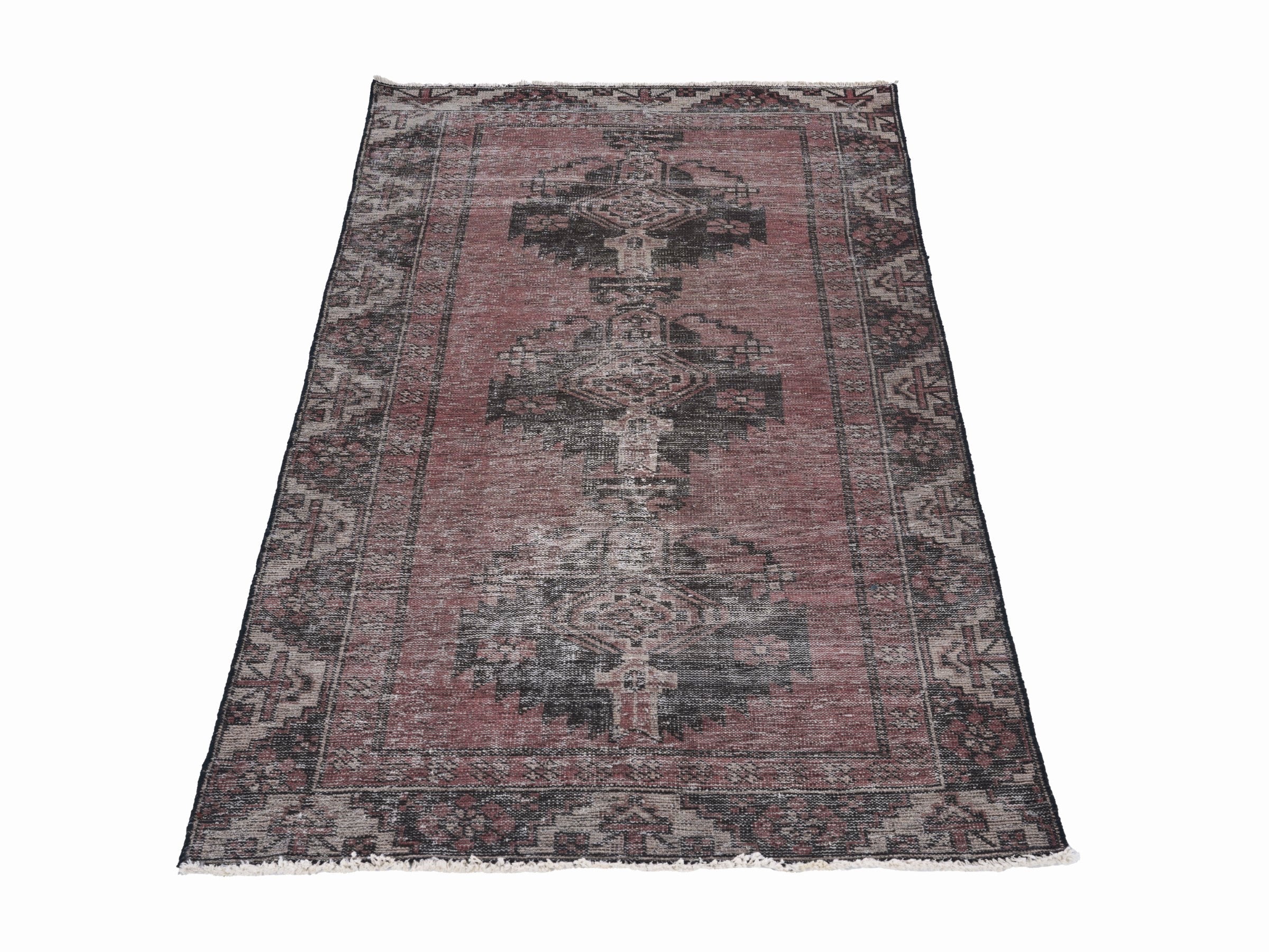 Persian Ferdos accent rug in burgundy and faded red, view 2 of 10