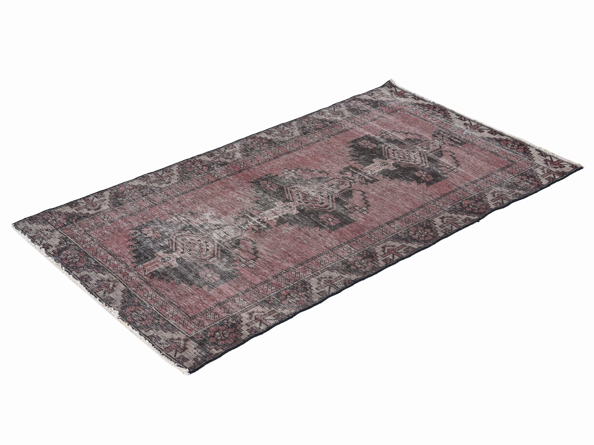 Persian Ferdos accent rug in burgundy and faded red, view 3 of 10