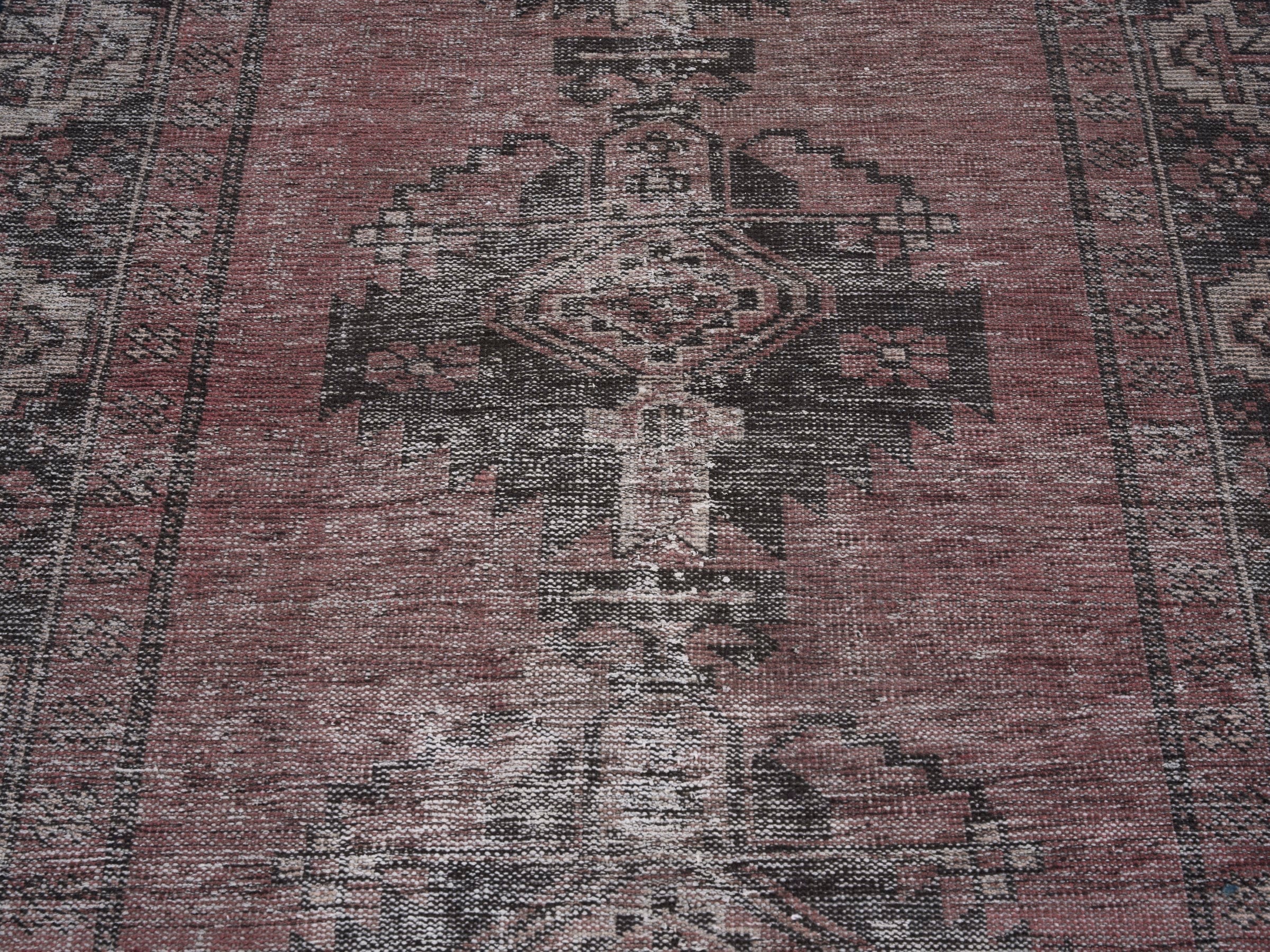 Persian Ferdos accent rug in burgundy and faded red, view 4 of 10