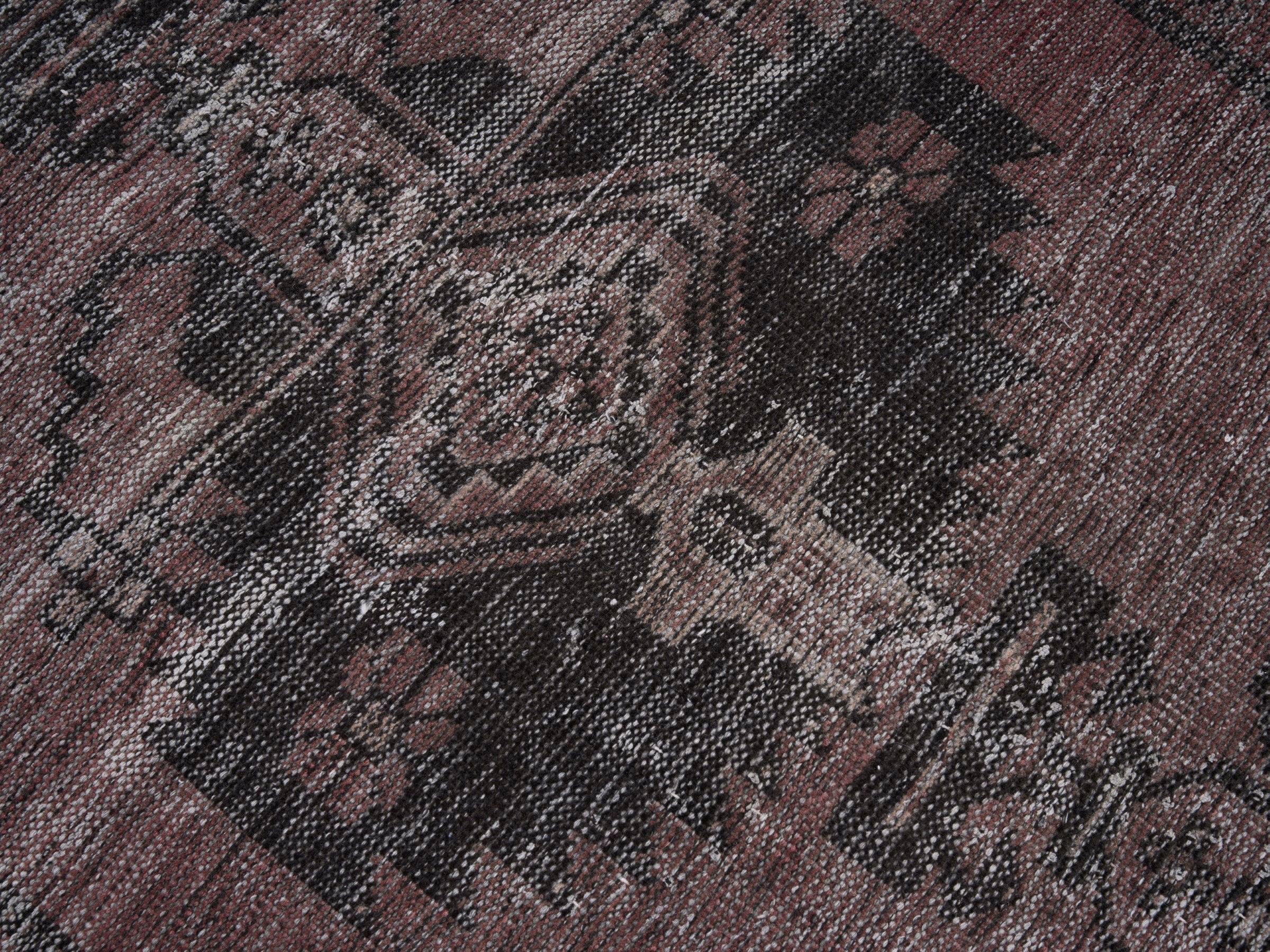 Persian Ferdos accent rug in burgundy and faded red, view 7 of 10