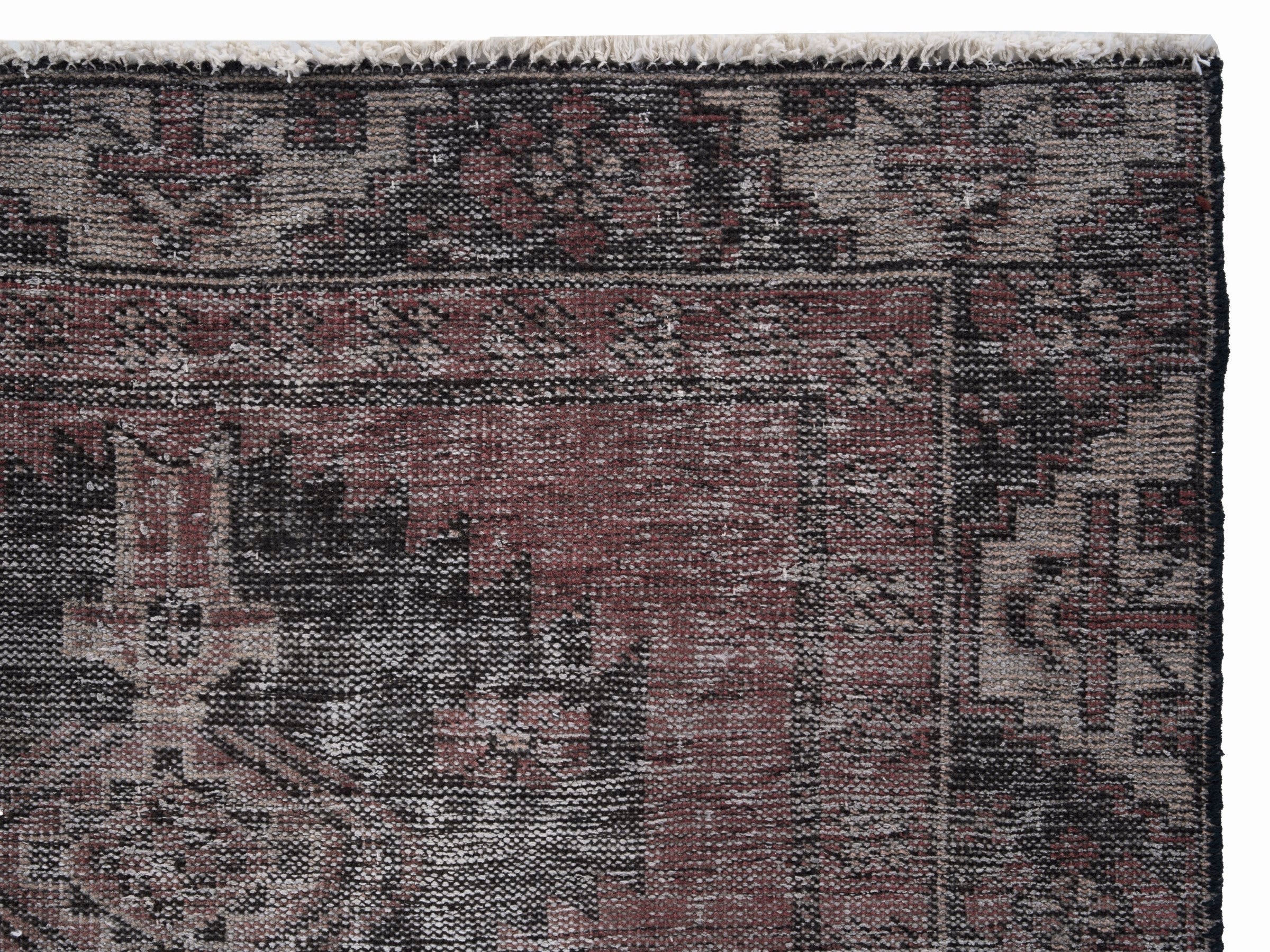 Persian Ferdos accent rug in burgundy and faded red, view 8 of 10