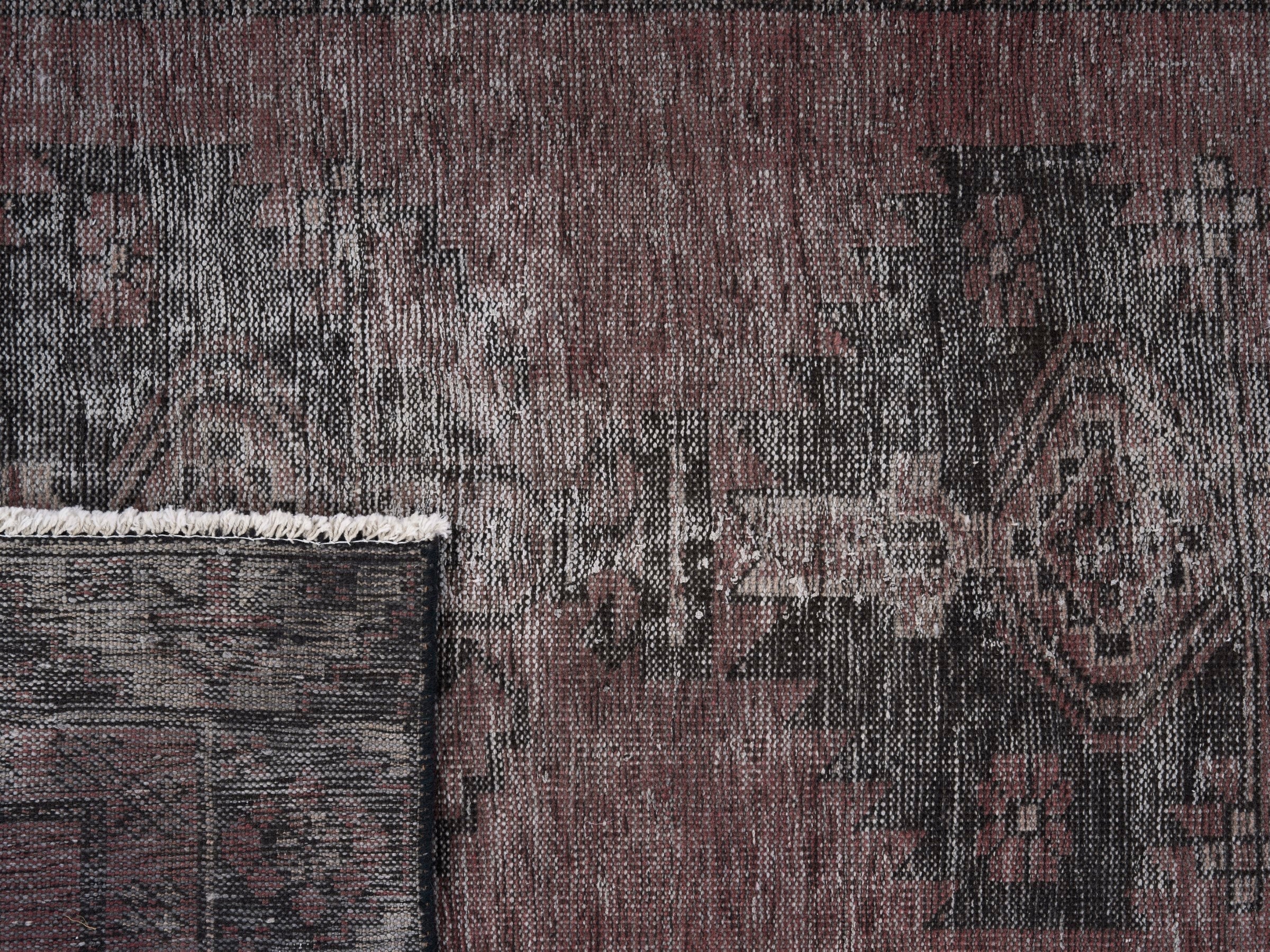 Persian Ferdos accent rug in burgundy and faded red, view 10 of 10