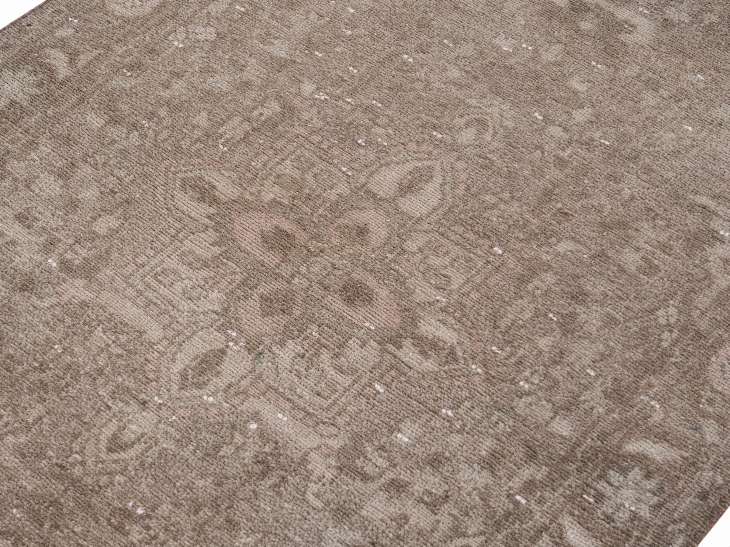 Persian Hamedan runner rug in taupe and dusty rose, view 5 of 10