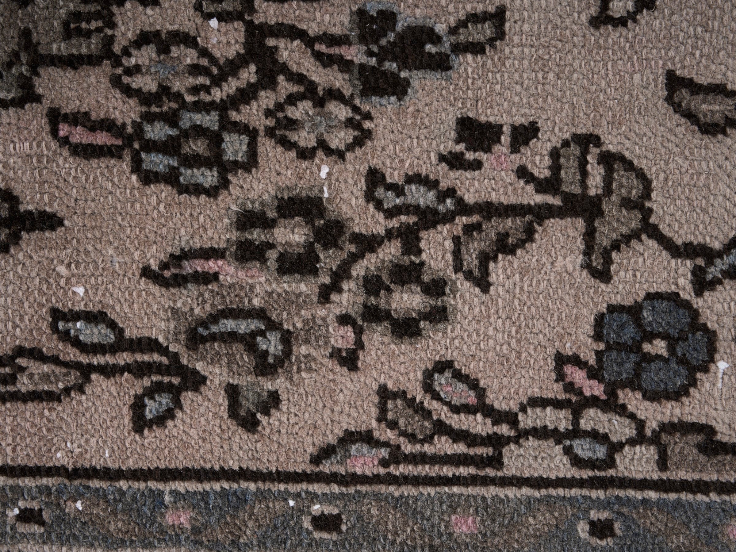 Persian Hamedan runner rug in cream and charcoal, view 7 of 10