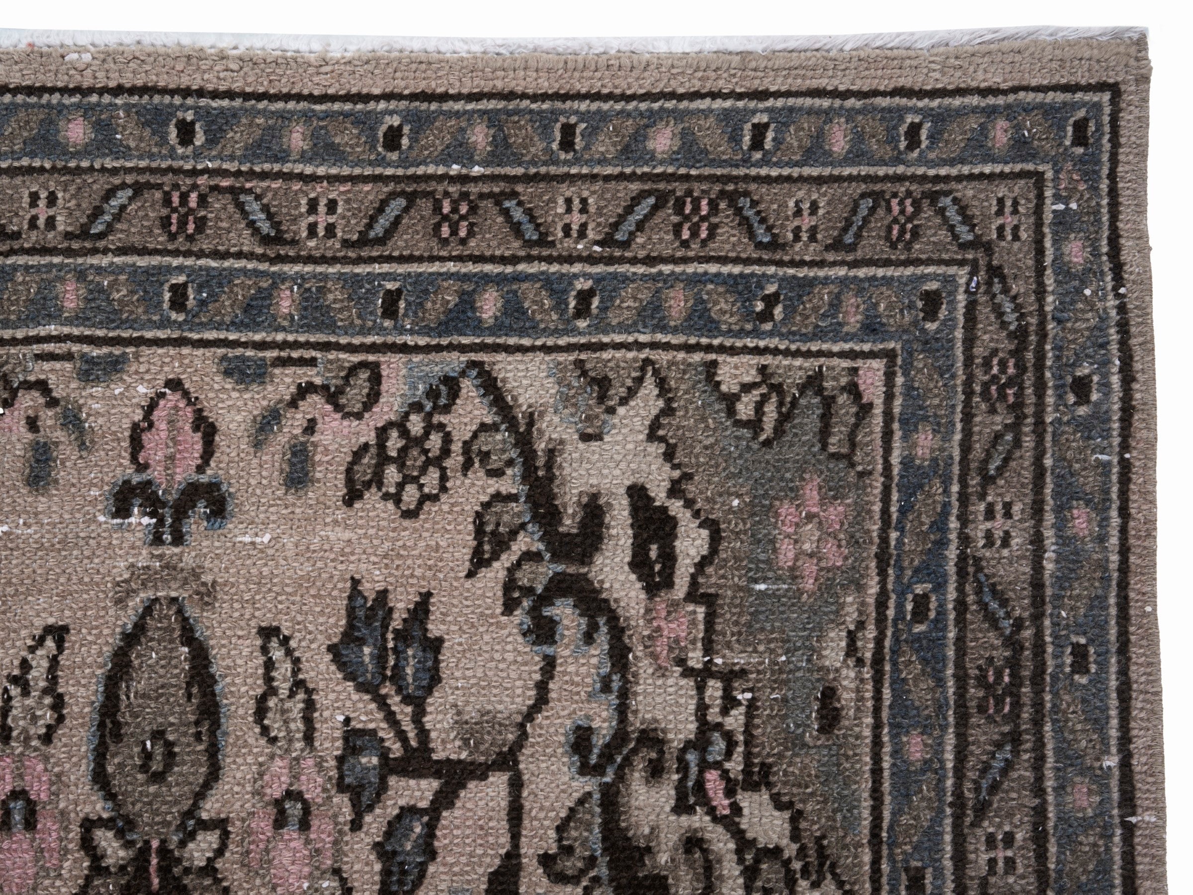 Persian Hamedan runner rug in cream and charcoal, view 8 of 10