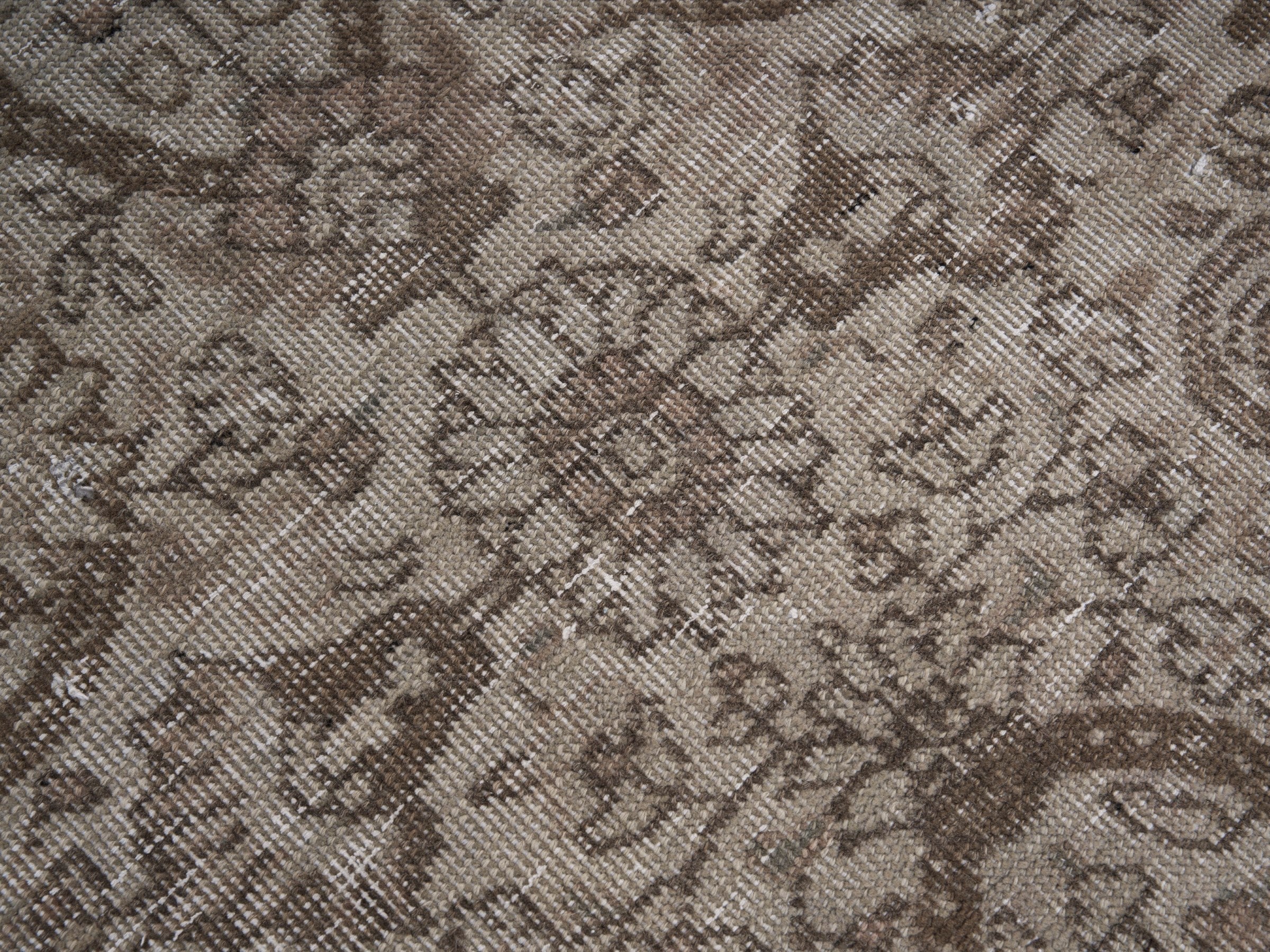 Persian Tabriz runner rug in taupe and greige, view 7 of 10