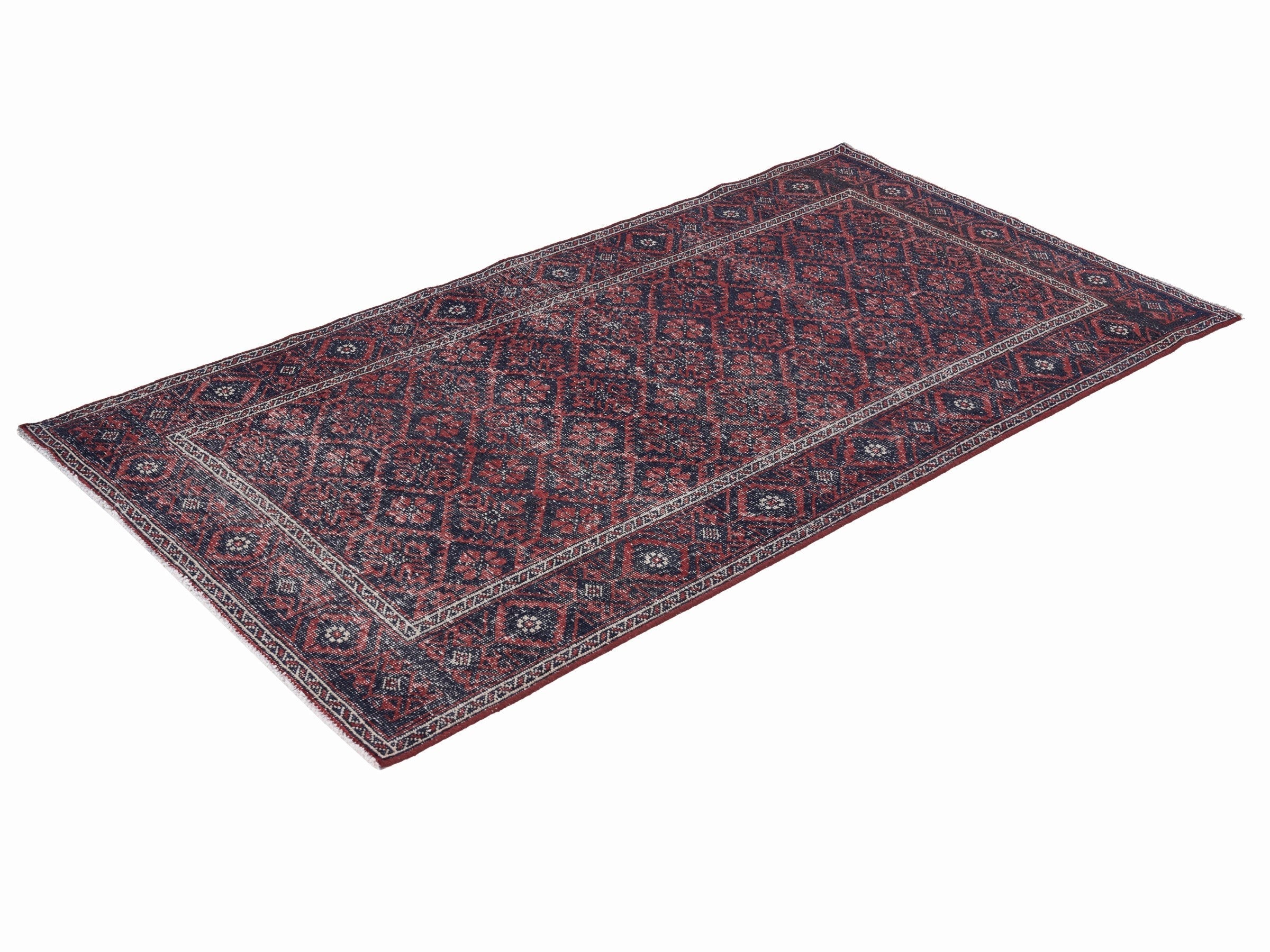 Persian Baluch area rug in burgundy and faded red, view 3 of 10