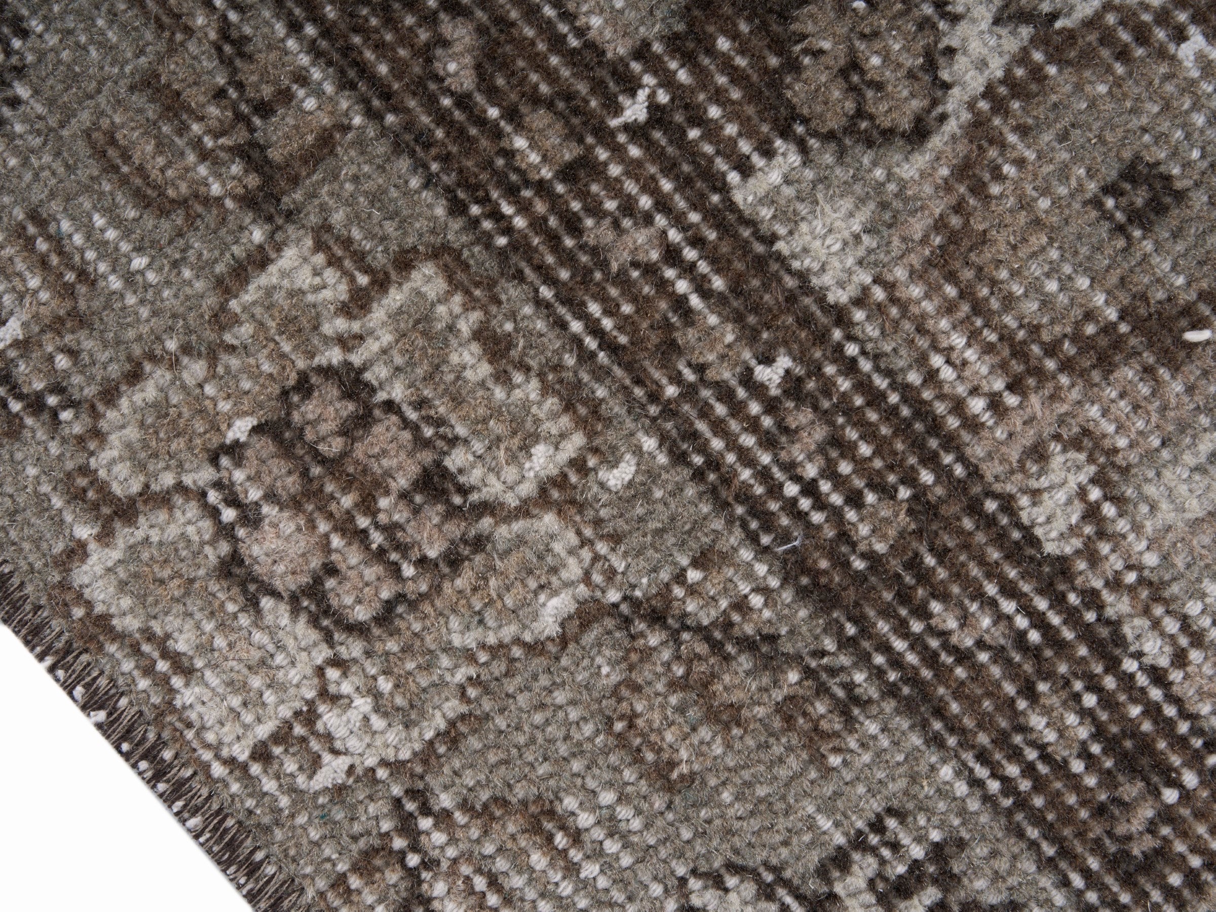 Turkish Isparta area rug in cream and brown, view 6 of 10