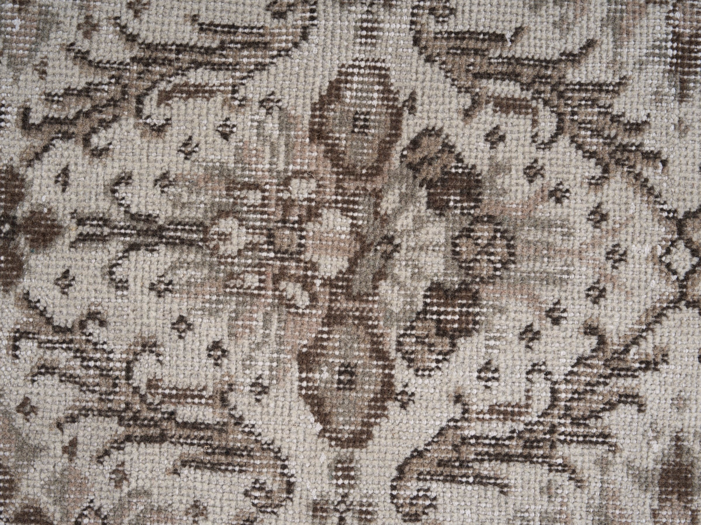 Turkish Isparta area rug in cream and brown, view 7 of 10