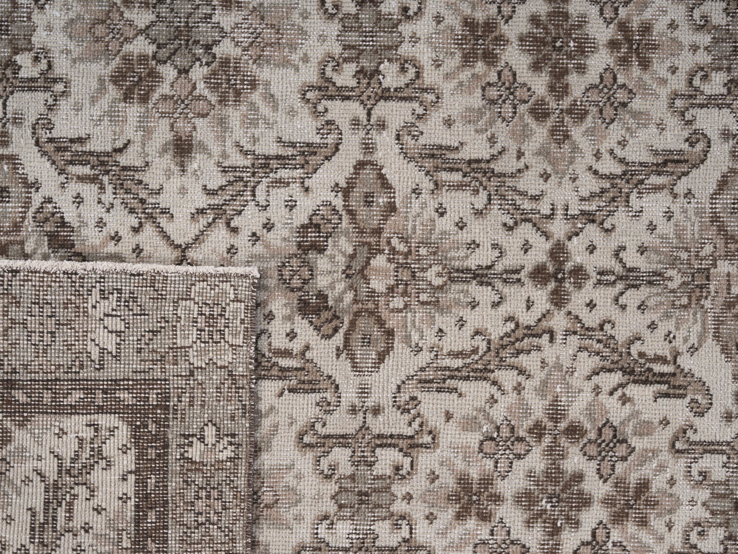 Turkish Isparta area rug in cream and brown, view 10 of 10