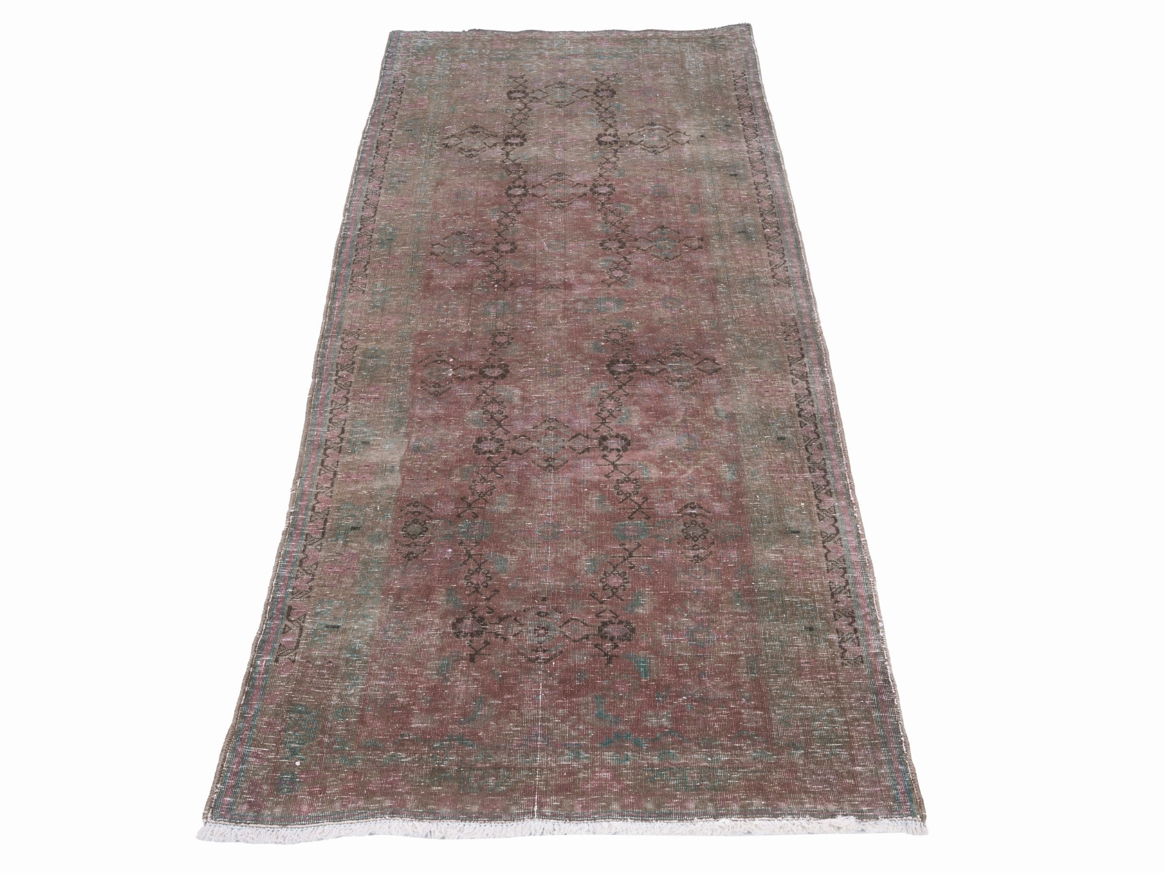 Persian Hamedan runner rug in dusty rose and faded red, view 2 of 10