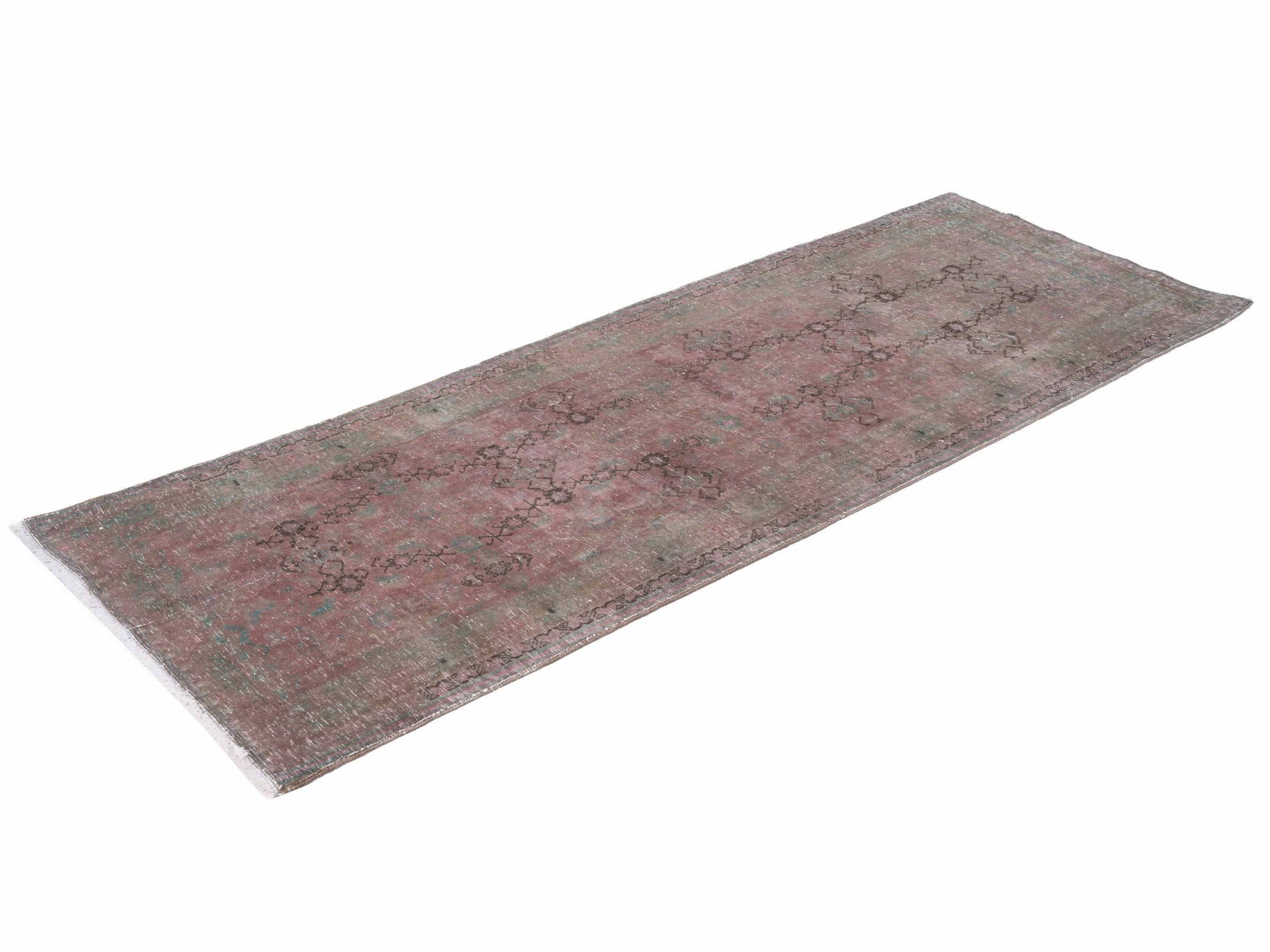 Persian Hamedan runner rug in dusty rose and faded red, view 3 of 10