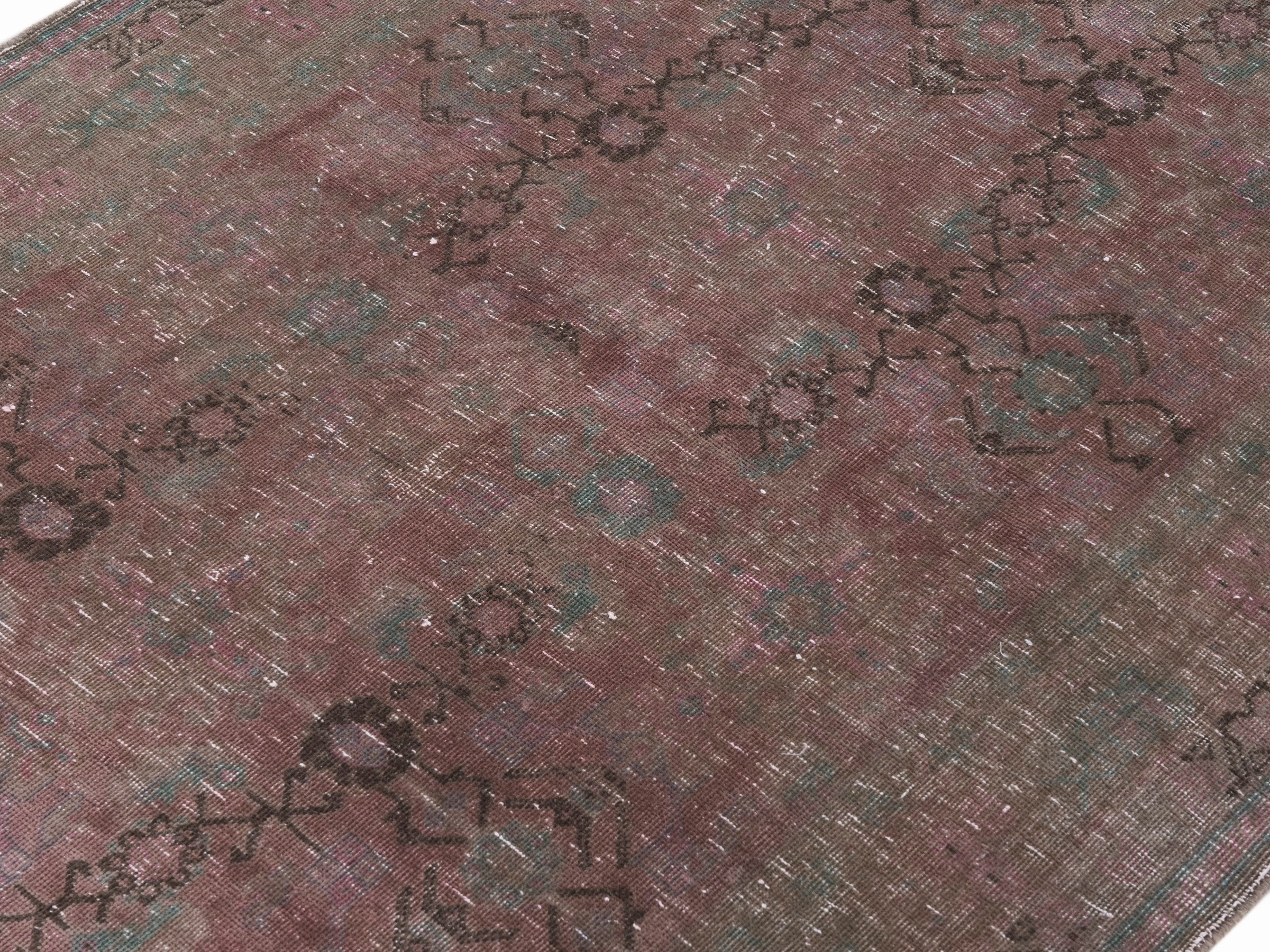 Persian Hamedan runner rug in dusty rose and faded red, view 5 of 10