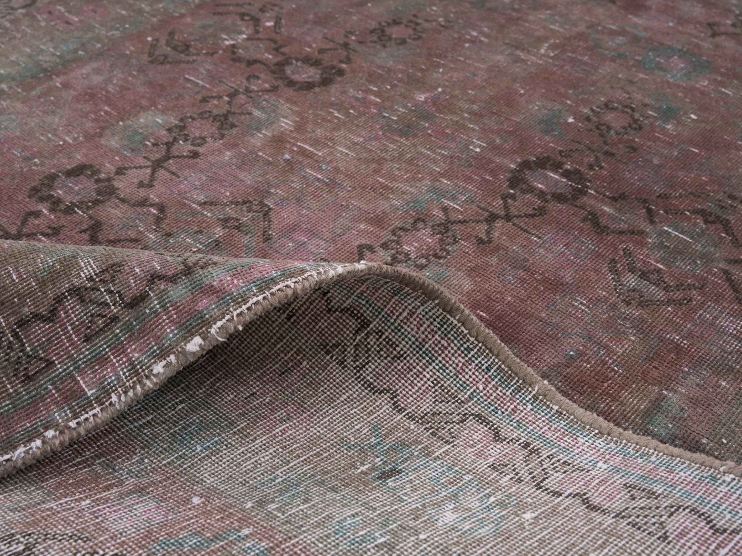 Persian Hamedan runner rug in dusty rose and faded red, view 9 of 10