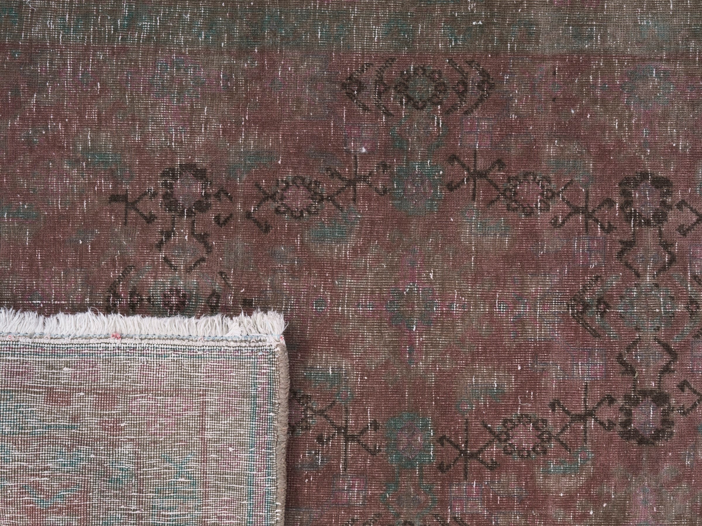 Persian Hamedan runner rug in dusty rose and faded red, view 10 of 10