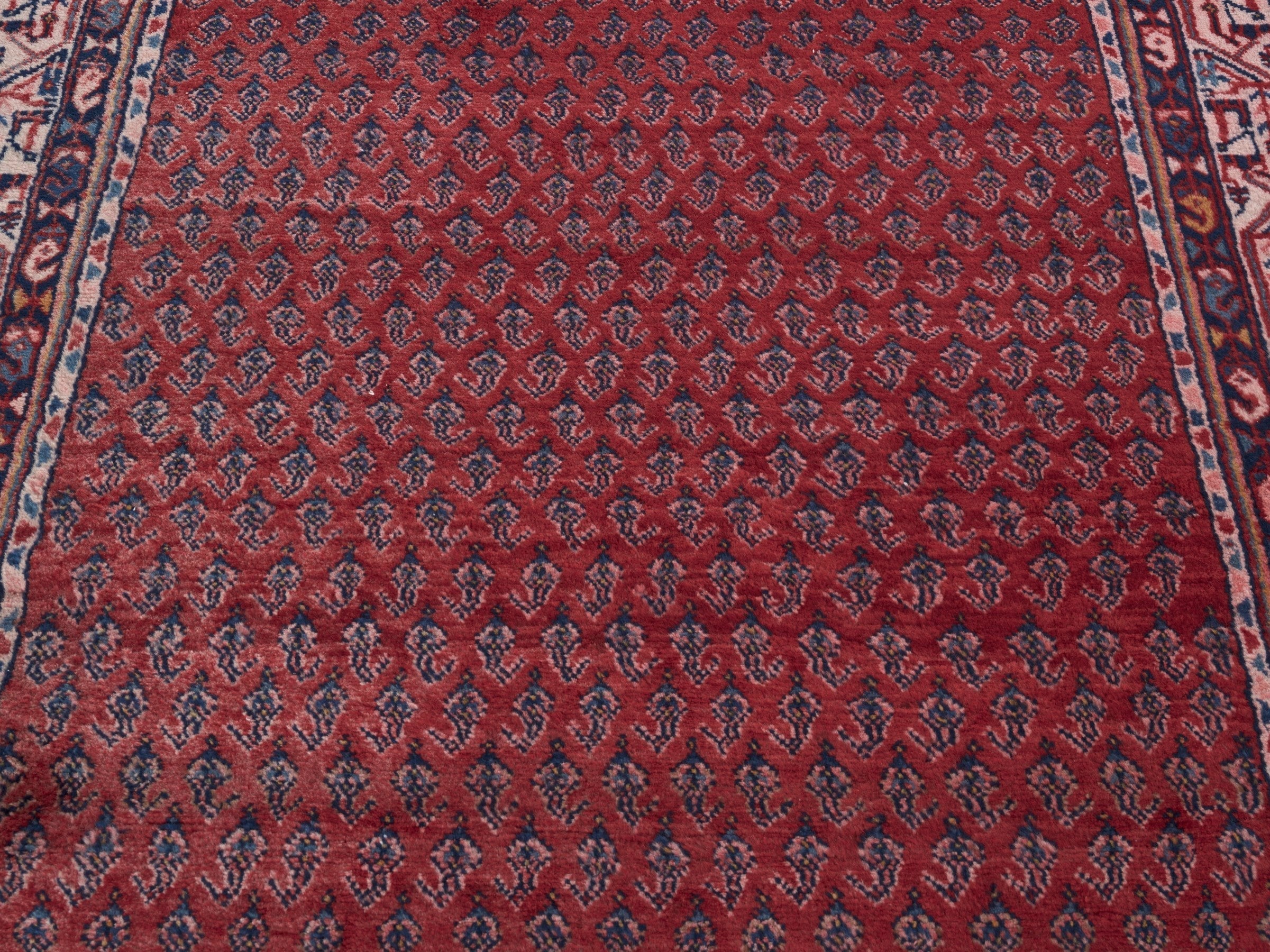 Persian Arak runner rug in deep red and burgundy, view 4 of 10