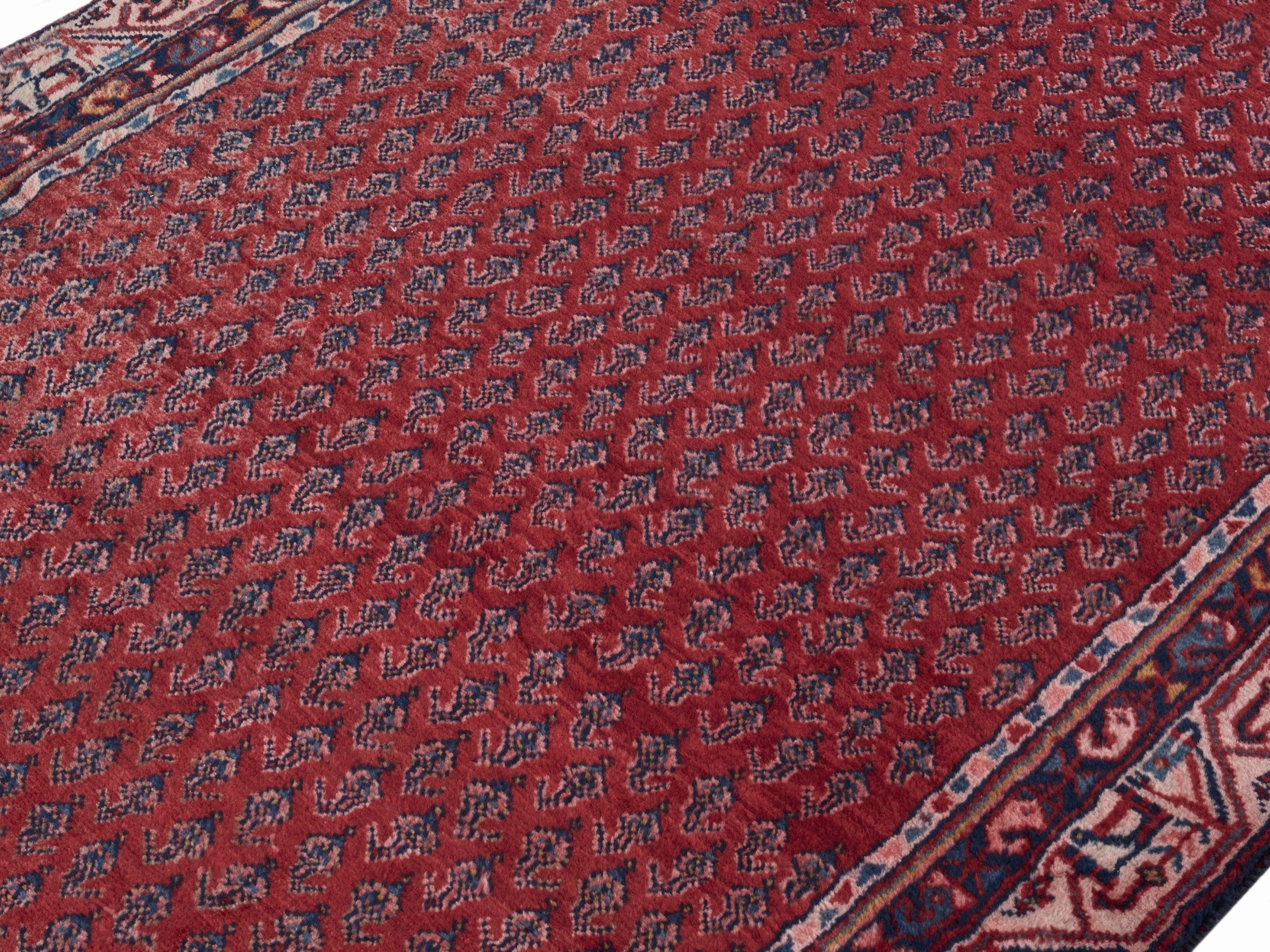 Persian Arak runner rug in deep red and burgundy, view 5 of 10