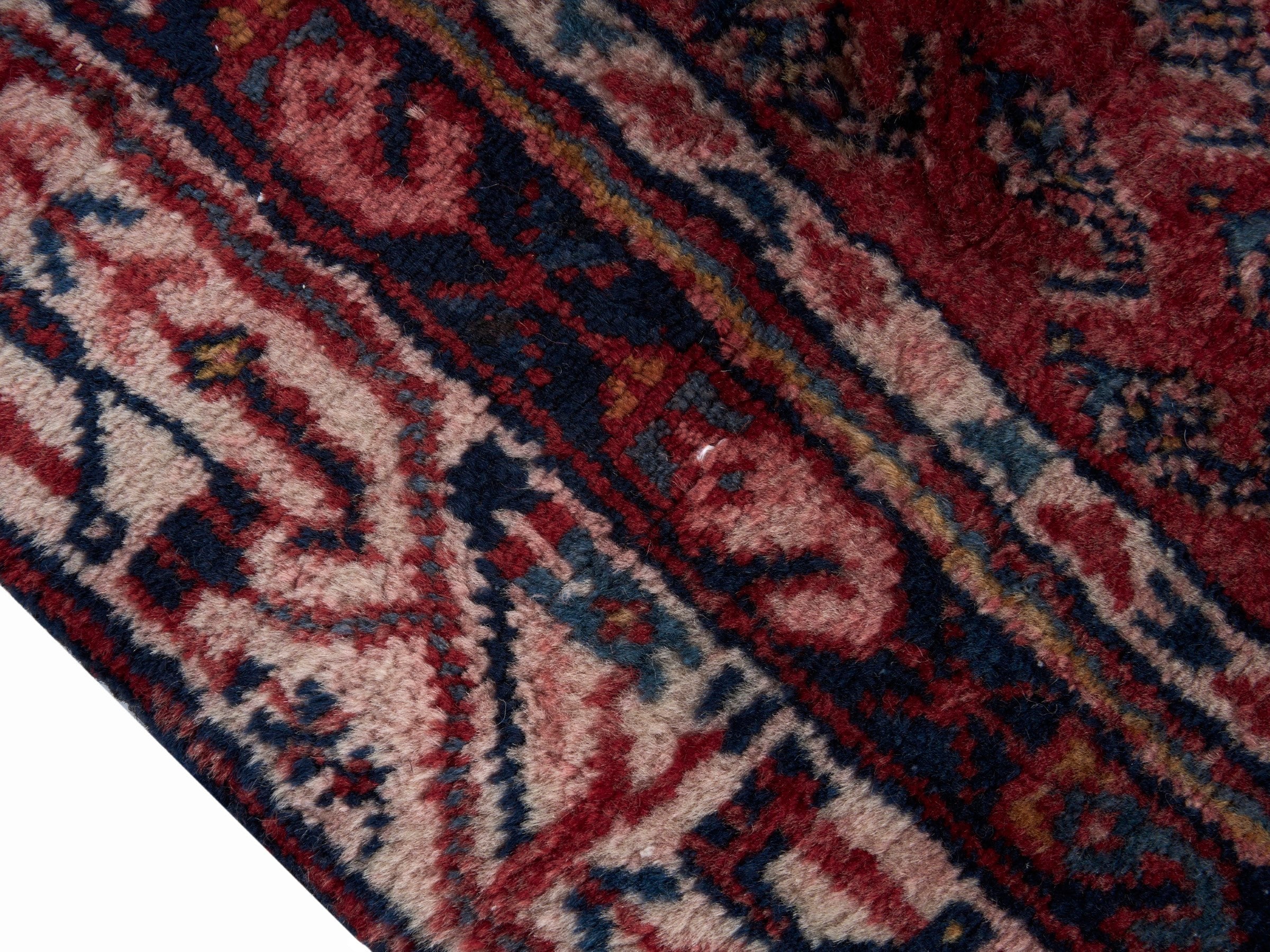 Persian Arak runner rug in deep red and burgundy, view 6 of 10