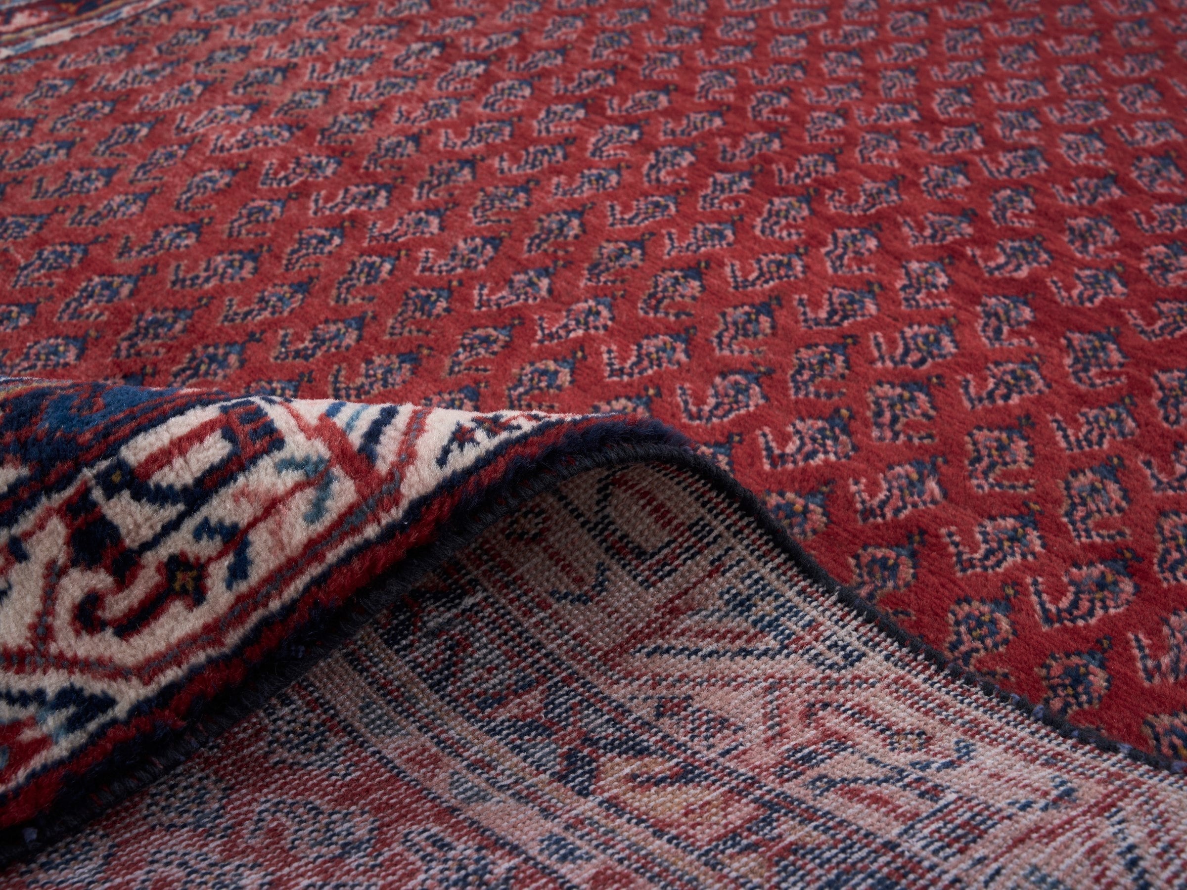 Persian Arak runner rug in deep red and burgundy, view 9 of 10
