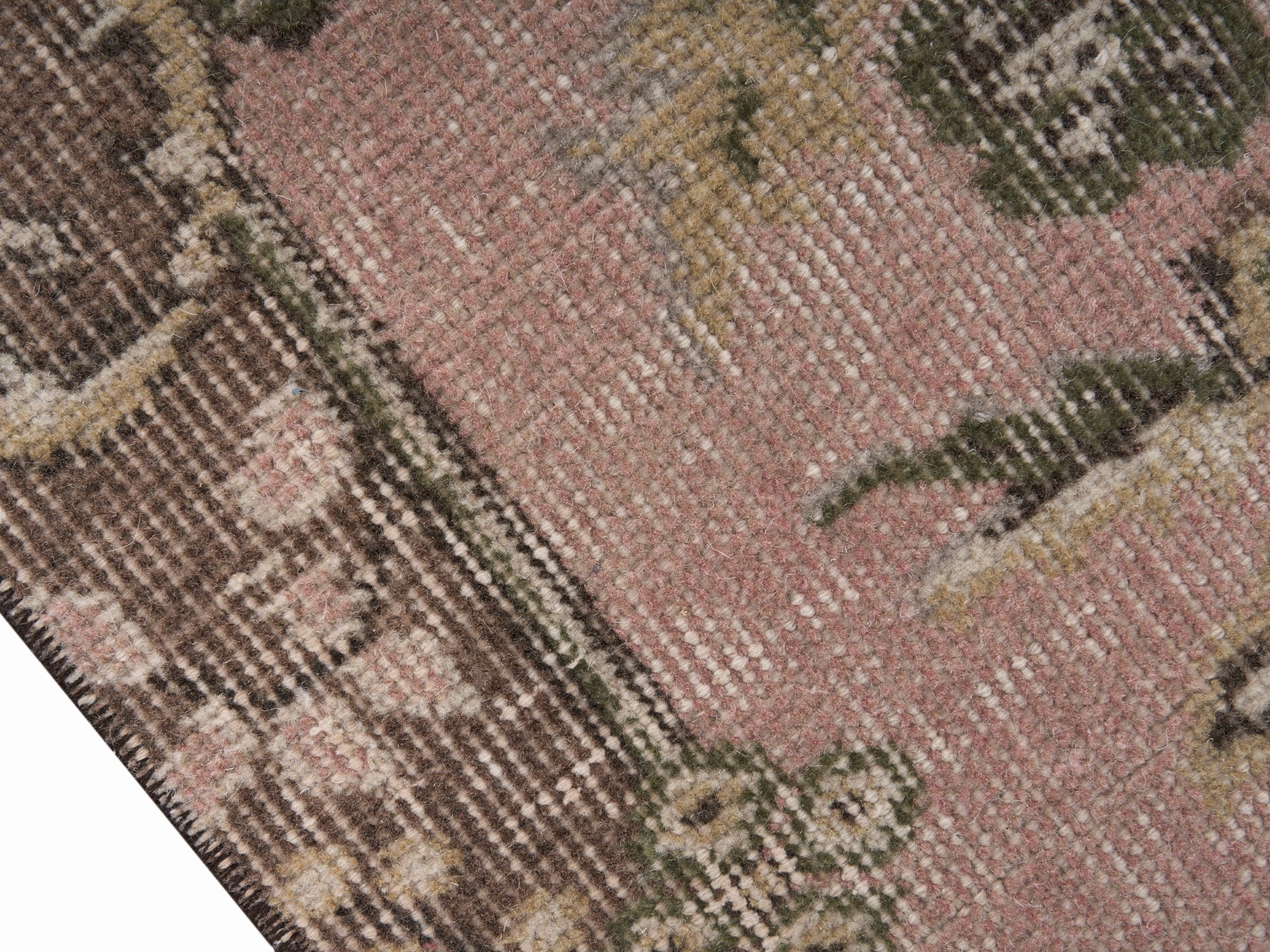 Turkish Isparta area rug in cream and muted pink, view 6 of 10
