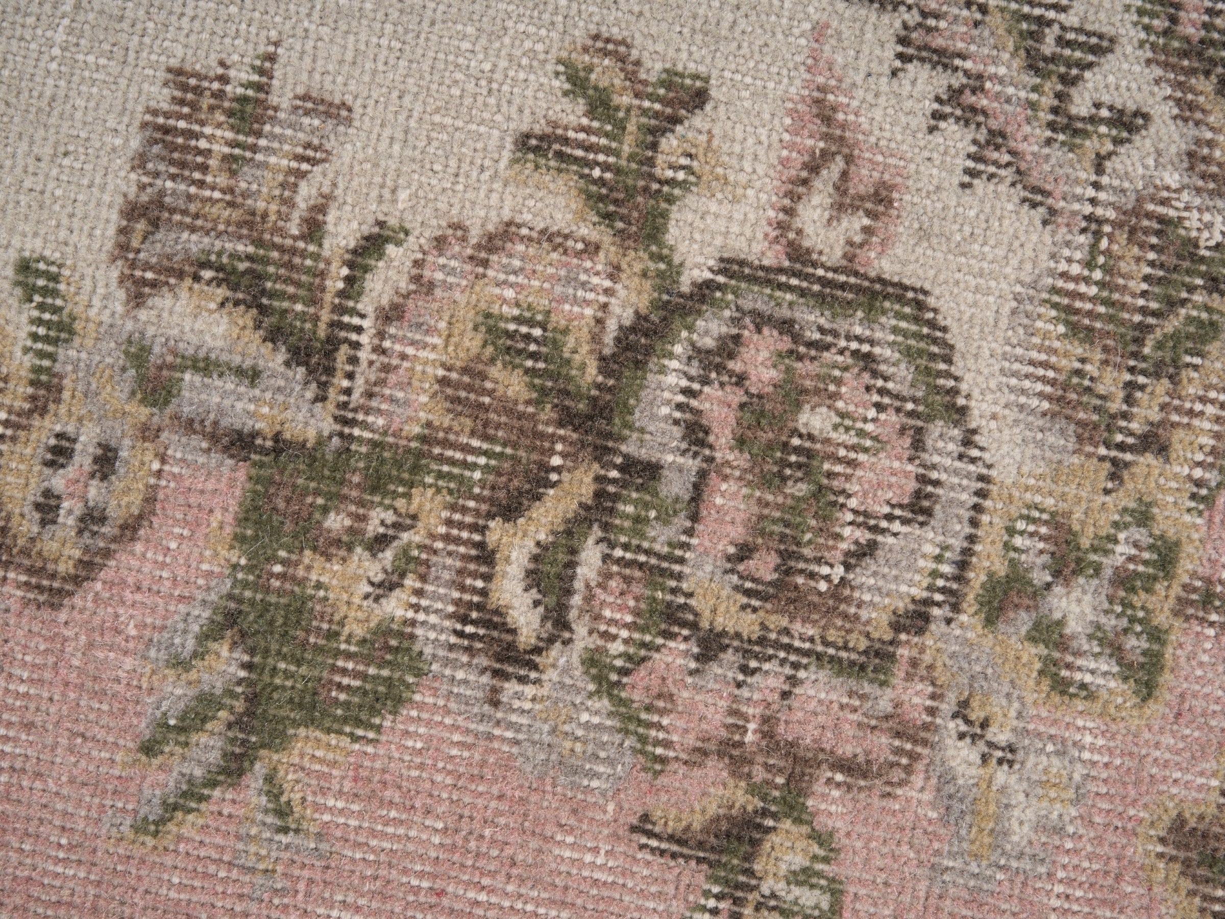 Turkish Isparta area rug in cream and muted pink, view 7 of 10
