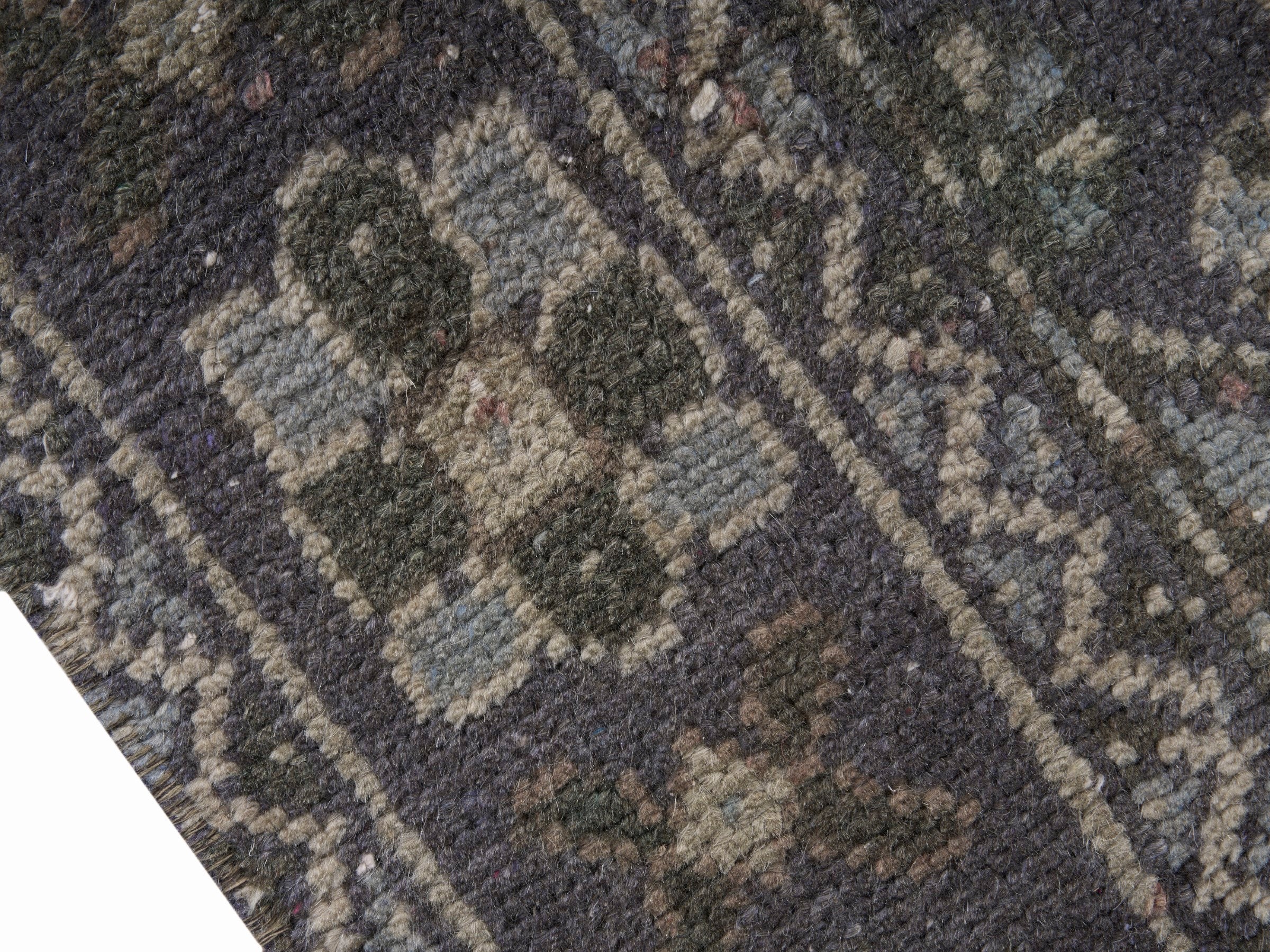 Turkish Anatolian area rug in beige and rose, view 6 of 10