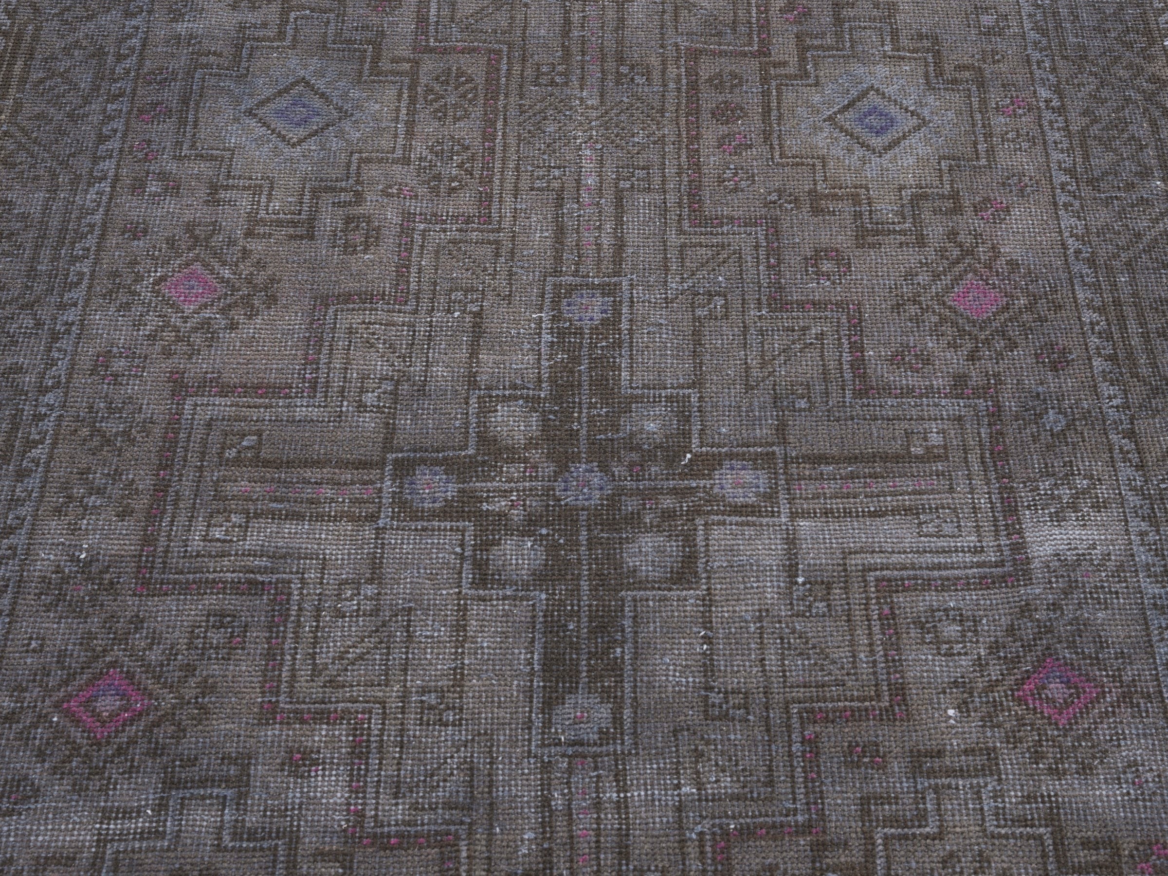 Persian Baluch runner rug in smoke and dusty rose, view 4 of 10