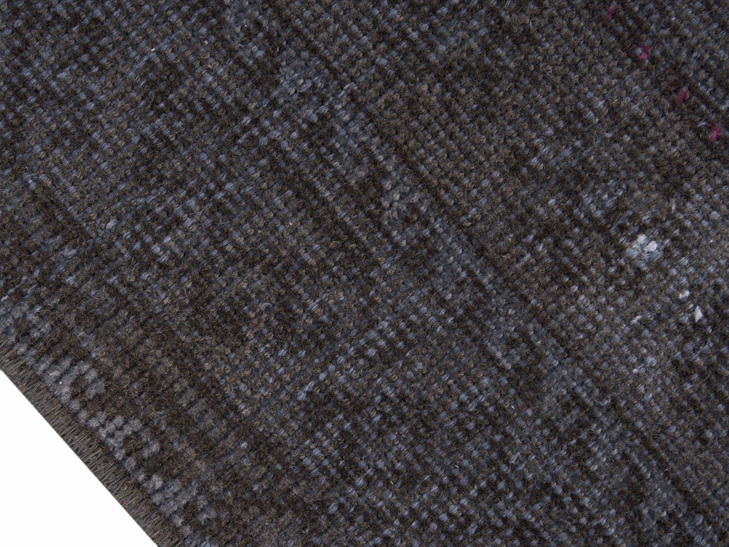Persian Baluch runner rug in smoke and dusty rose, view 6 of 10