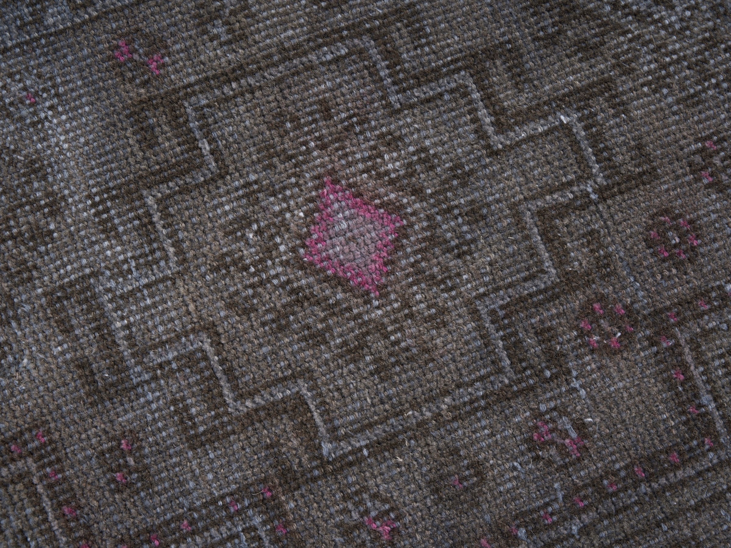 Persian Baluch runner rug in smoke and dusty rose, view 7 of 10