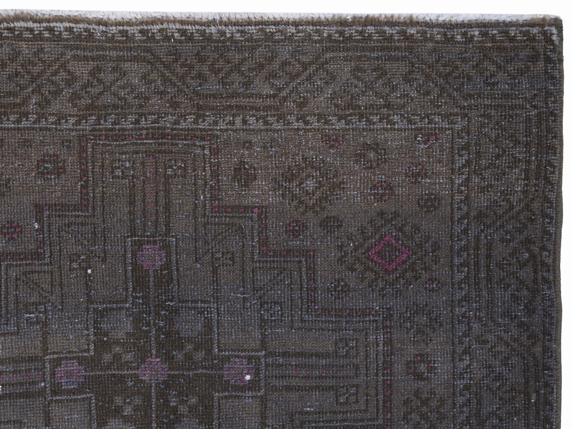Persian Baluch runner rug in smoke and dusty rose, view 8 of 10