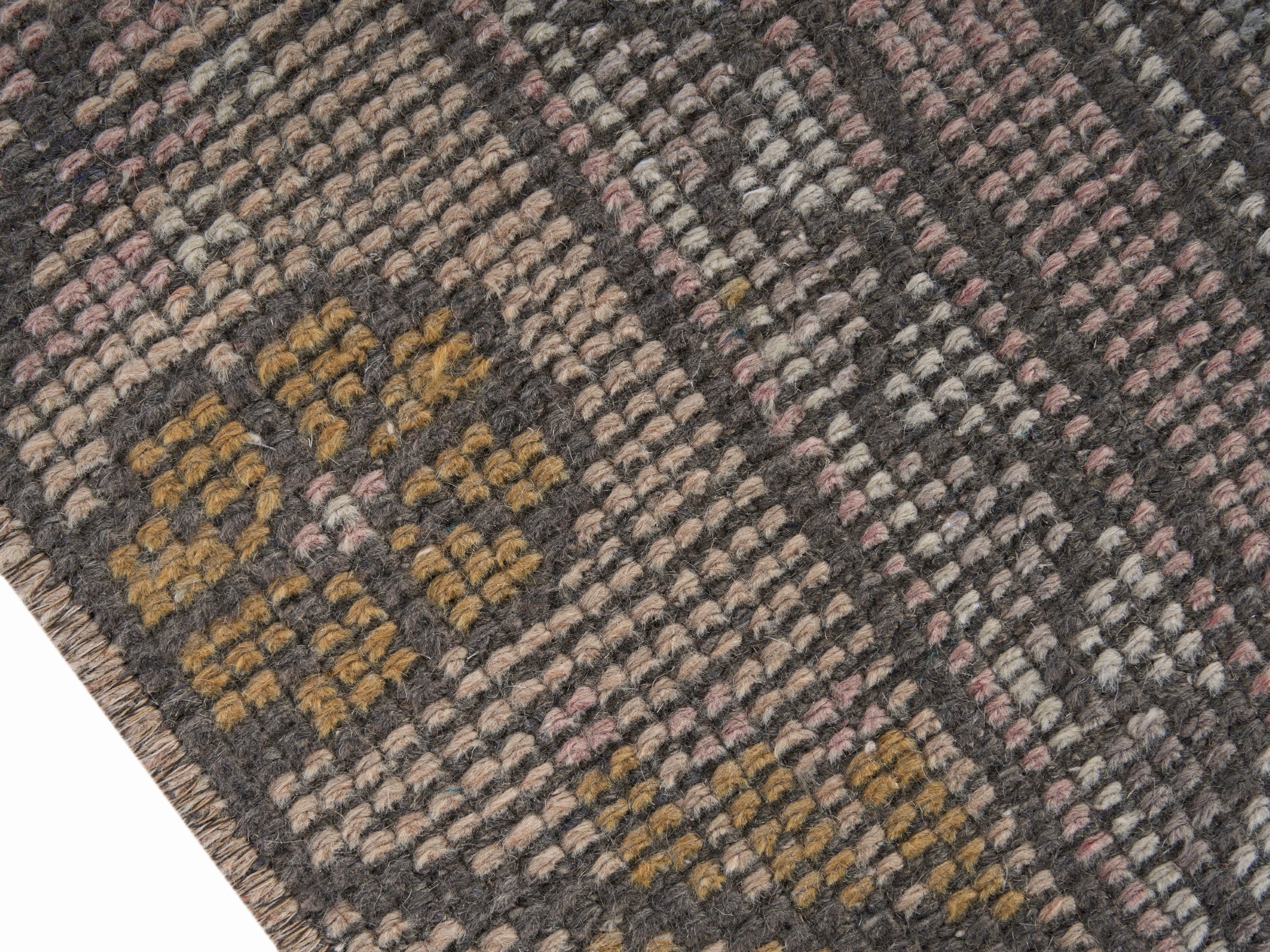 Turkish Anatolian runner rug in muted pink and muted yellow, view 6 of 10