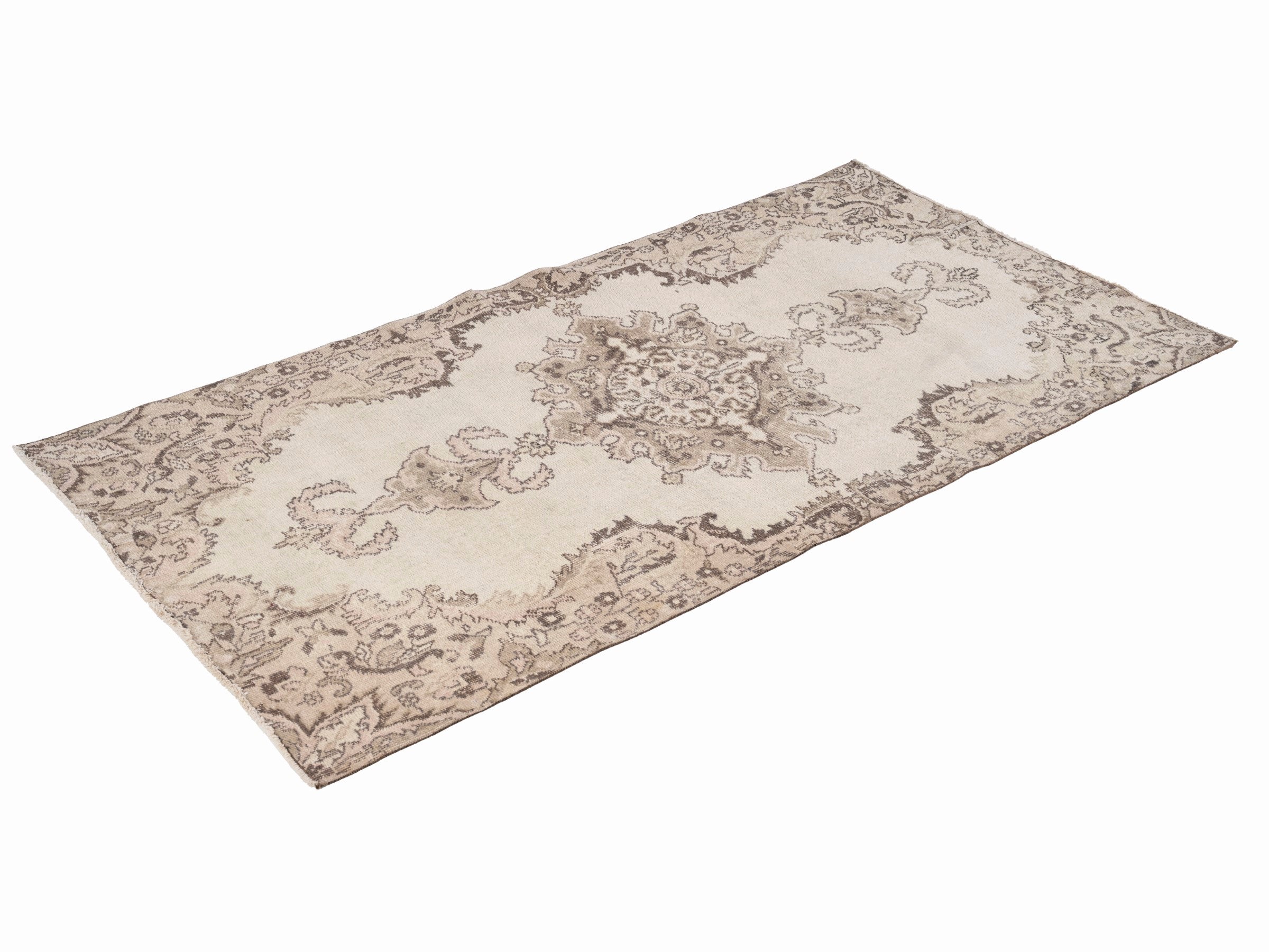 Turkish Isparta area rug in cream and tan, view 3 of 10
