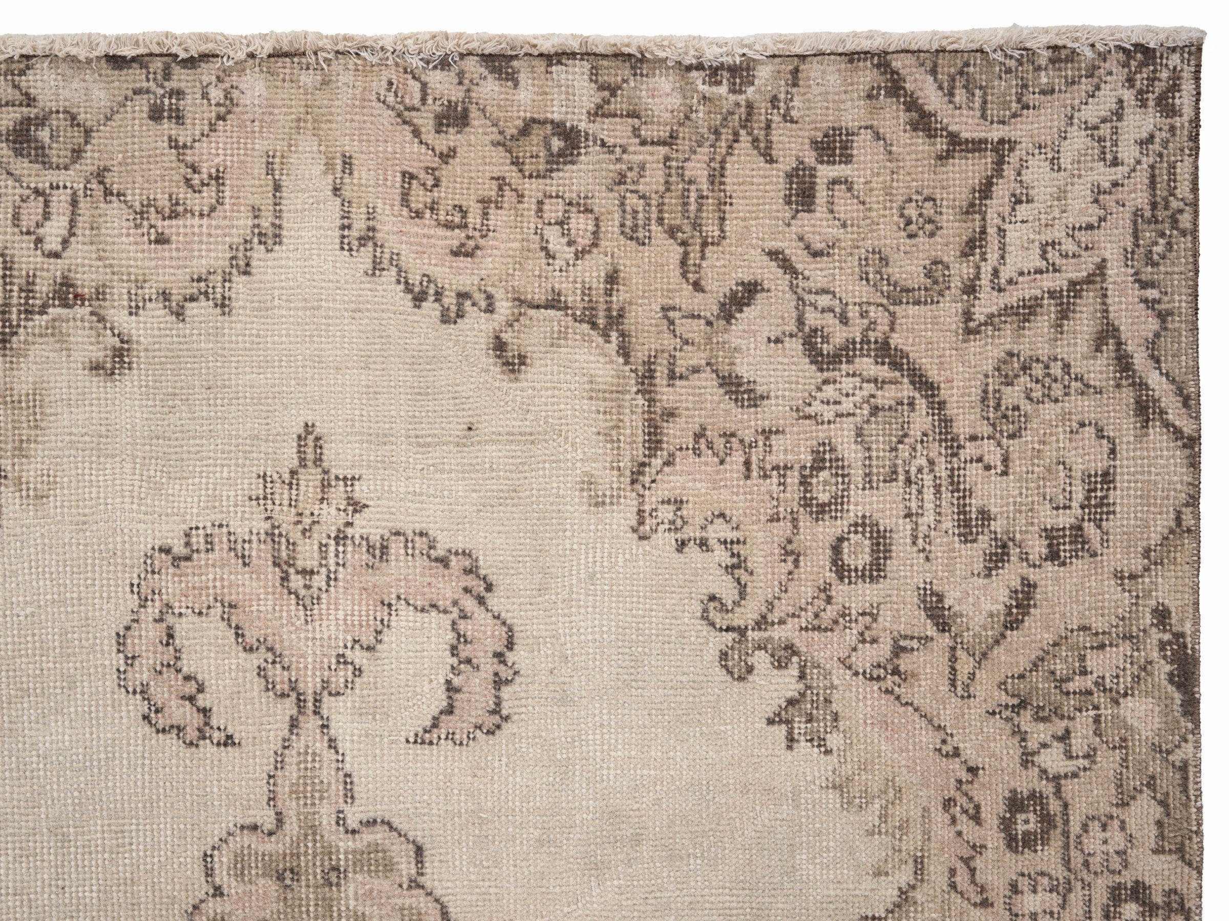Turkish Isparta area rug in cream and tan, view 8 of 10
