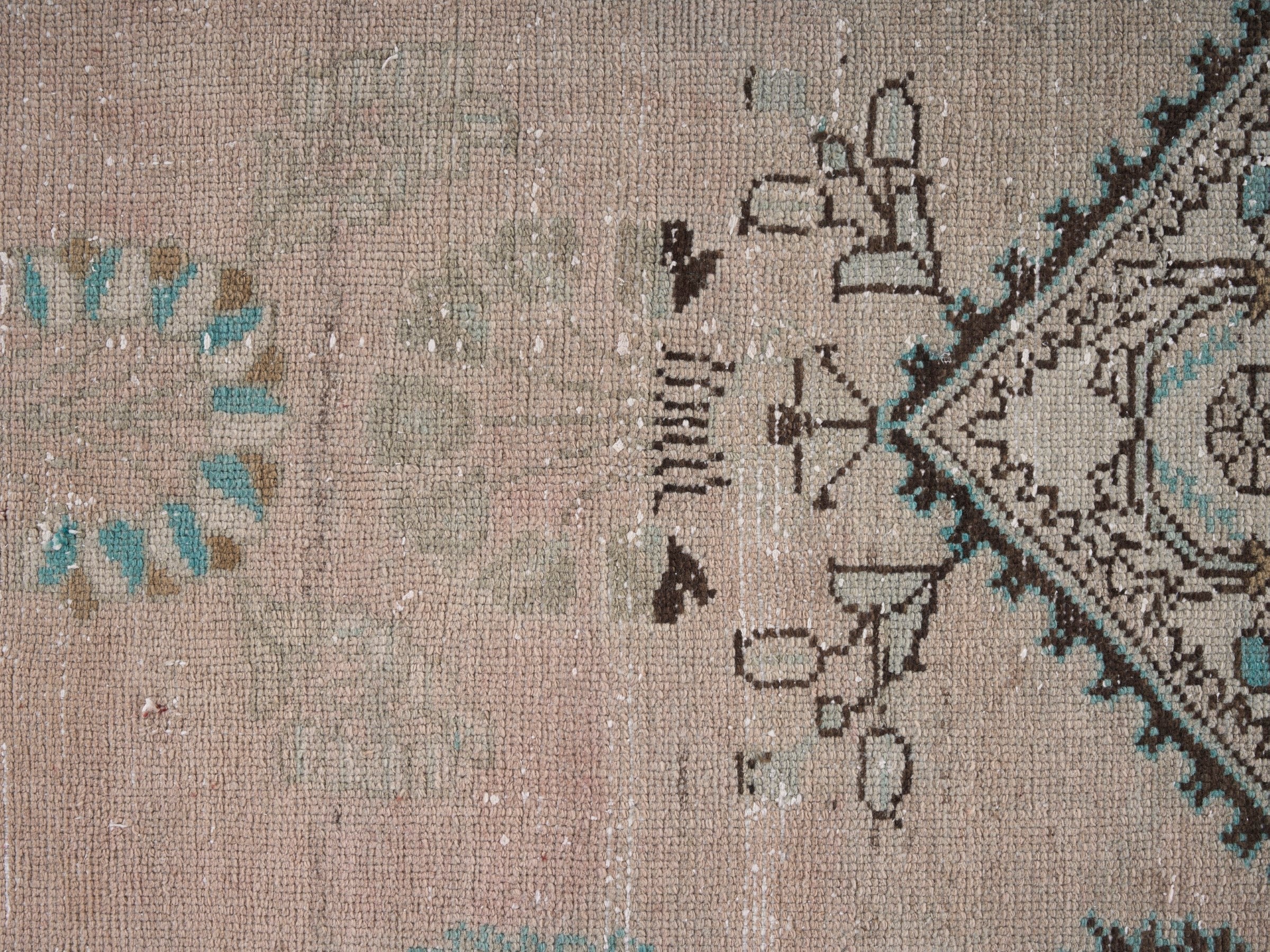 Persian Hamedan runner rug in muted pink and smoke, view 7 of 10