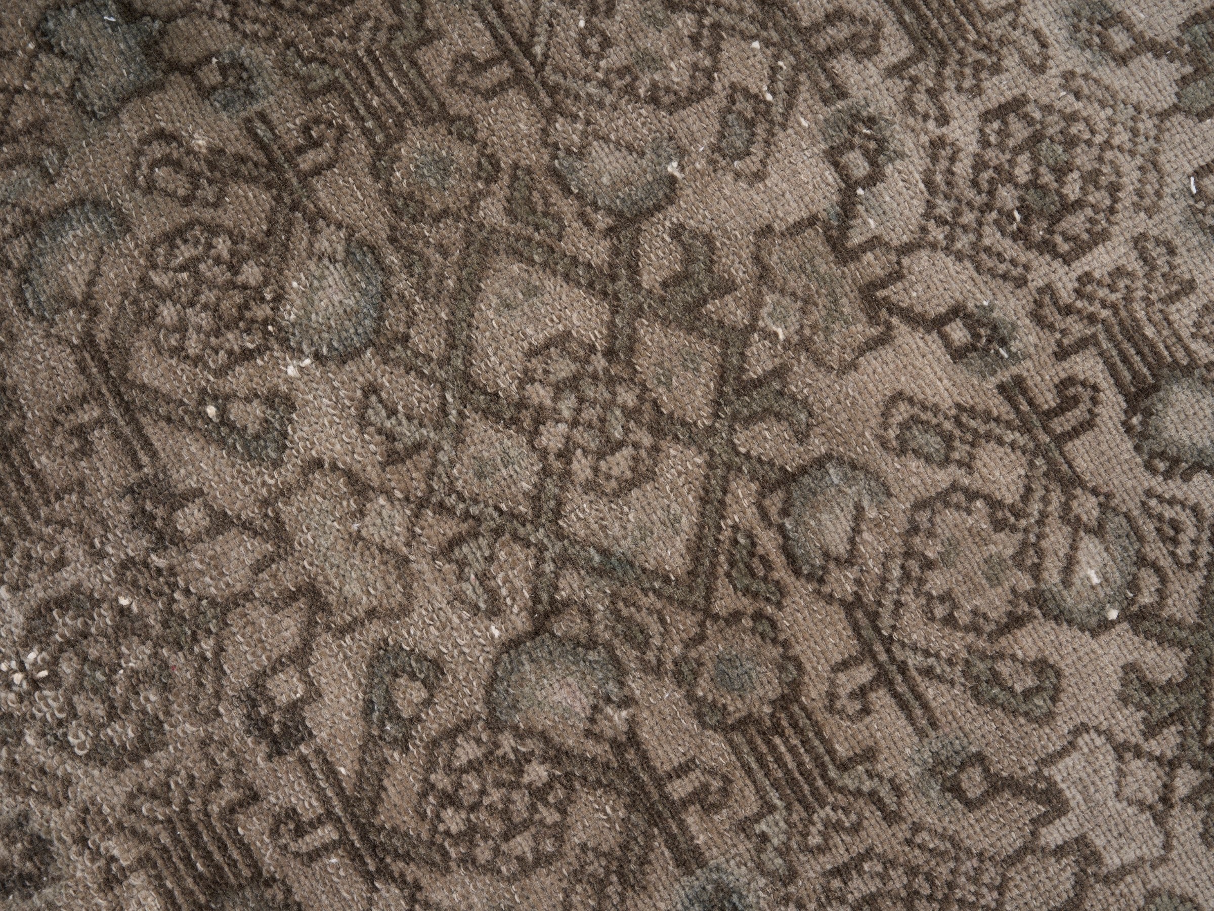 Persian Hamedan runner rug in taupe and greige, view 7 of 10
