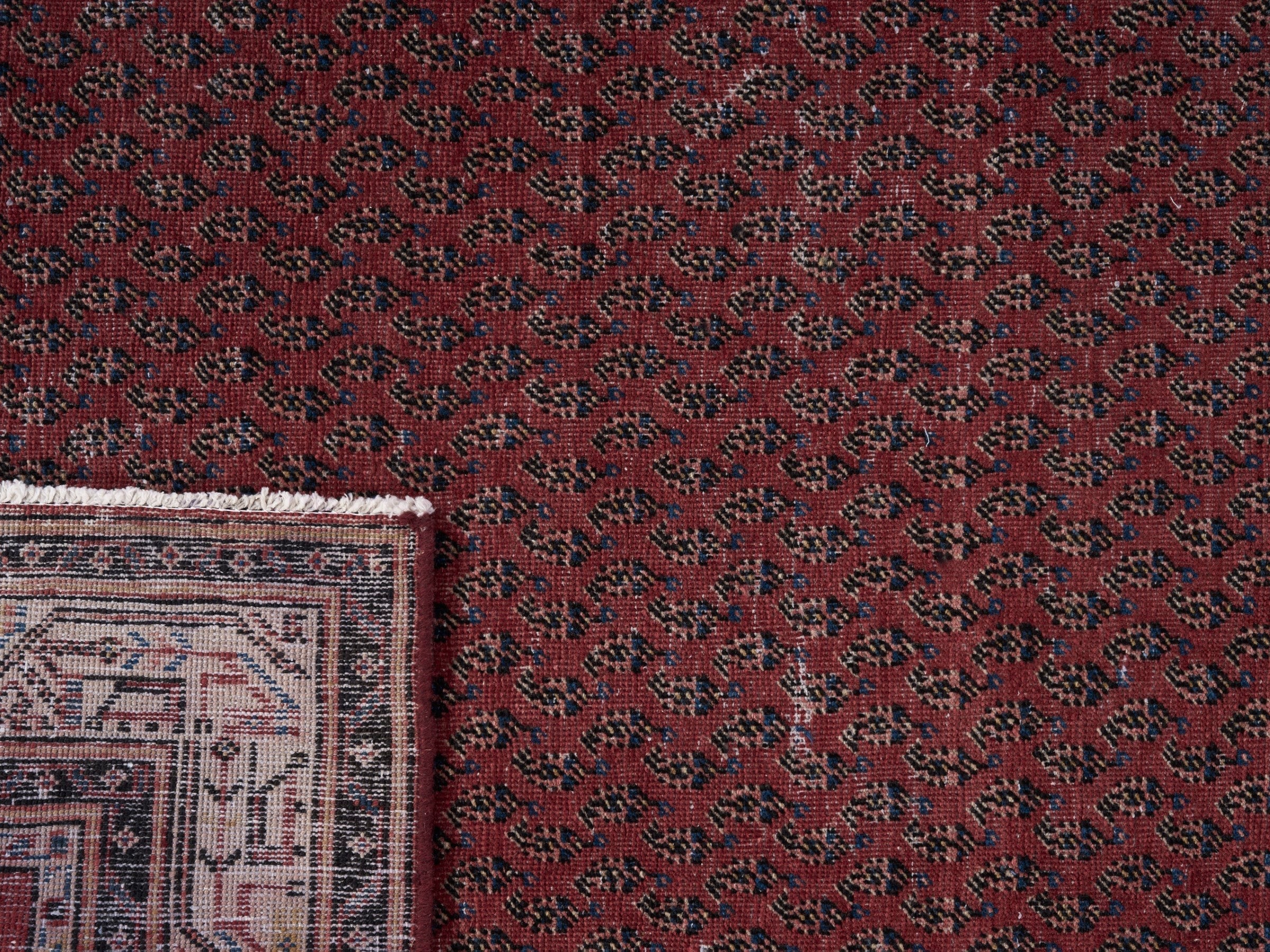 Persian Arak runner rug in burgundy and cream, view 10 of 10