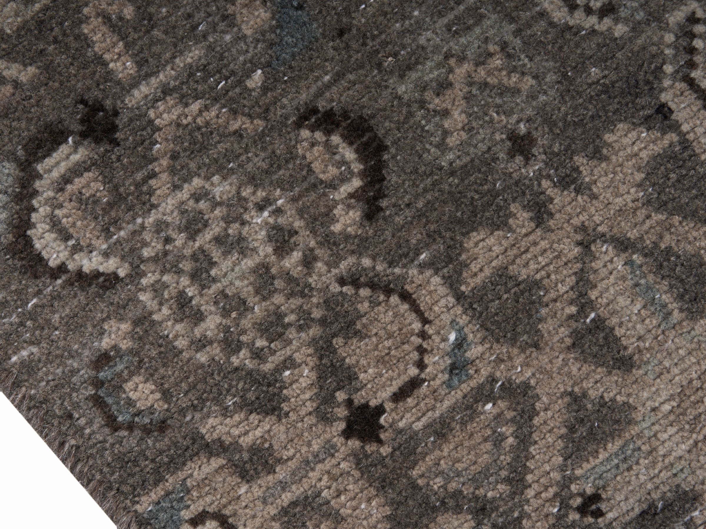 Persian Hamedan runner rug in taupe and stone, view 6 of 10