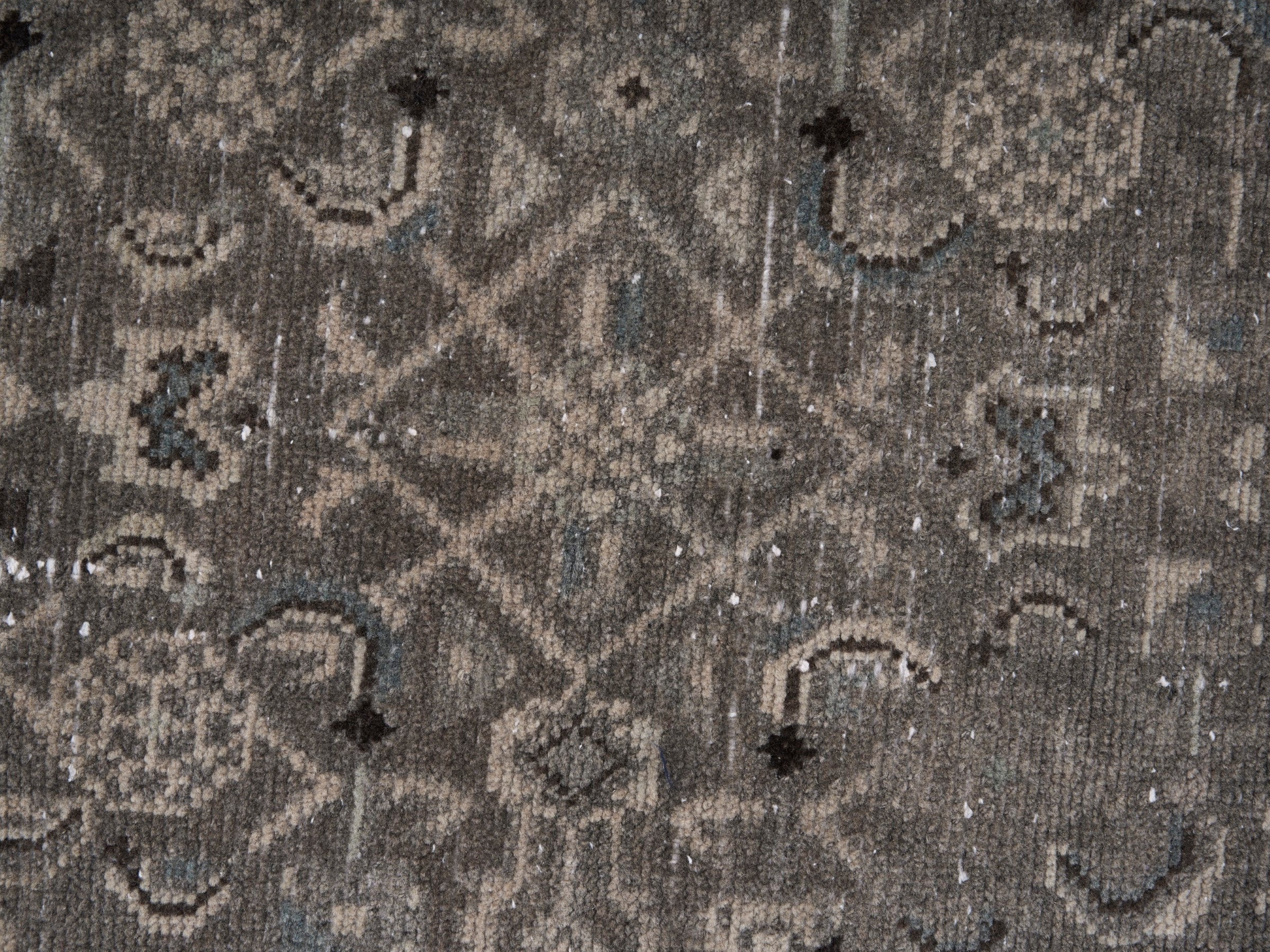 Persian Hamedan runner rug in taupe and stone, view 7 of 10