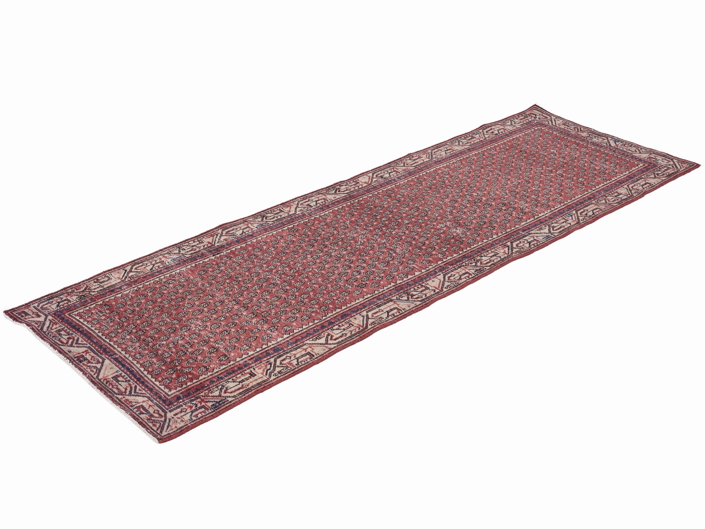 Persian Arak runner rug in deep red and greige, view 3 of 10