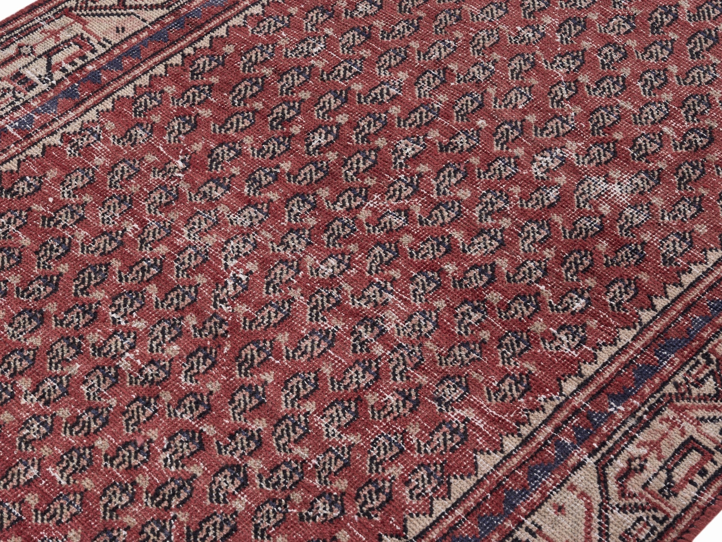 Persian Arak runner rug in deep red and greige, view 5 of 10
