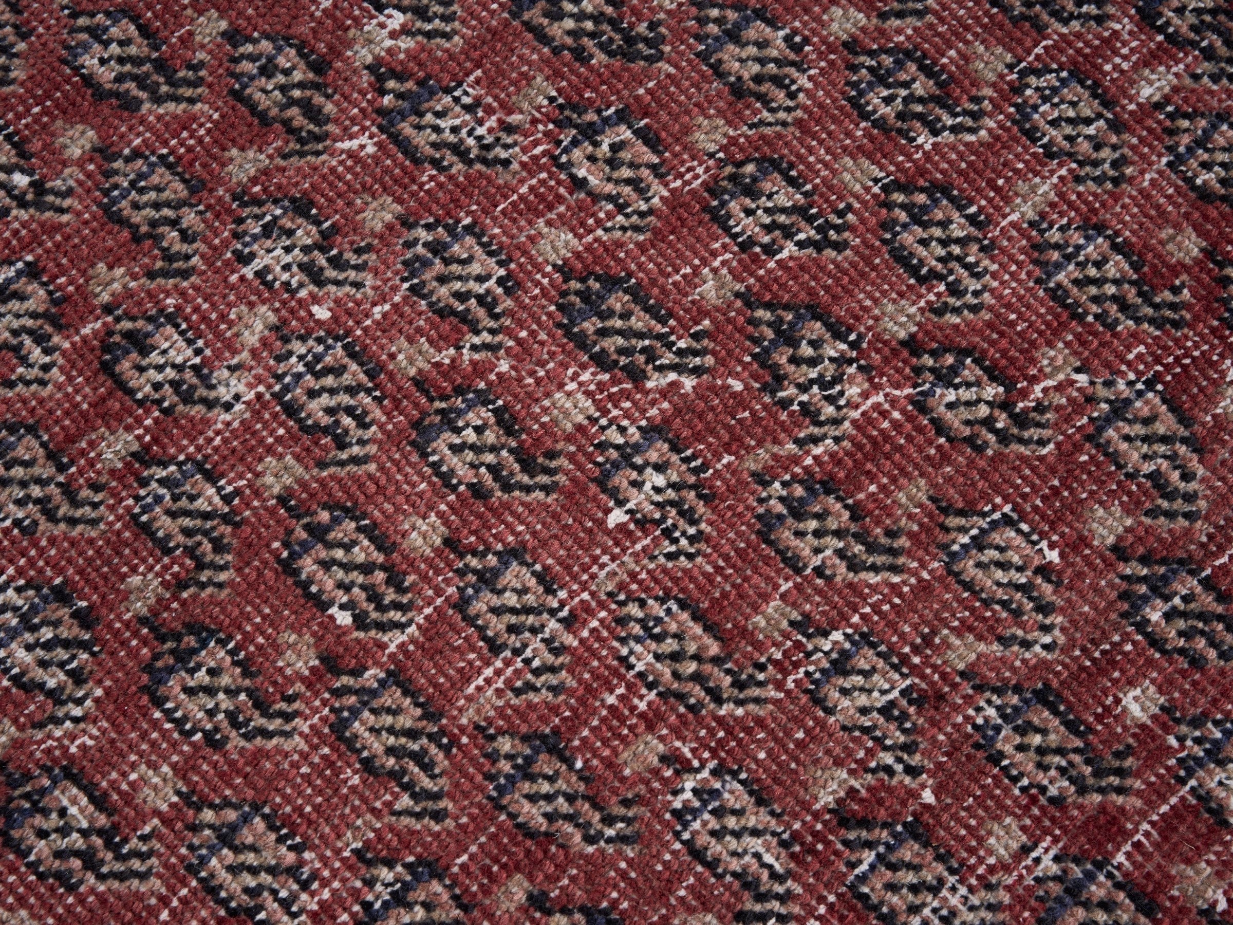 Persian Arak runner rug in deep red and greige, view 7 of 10