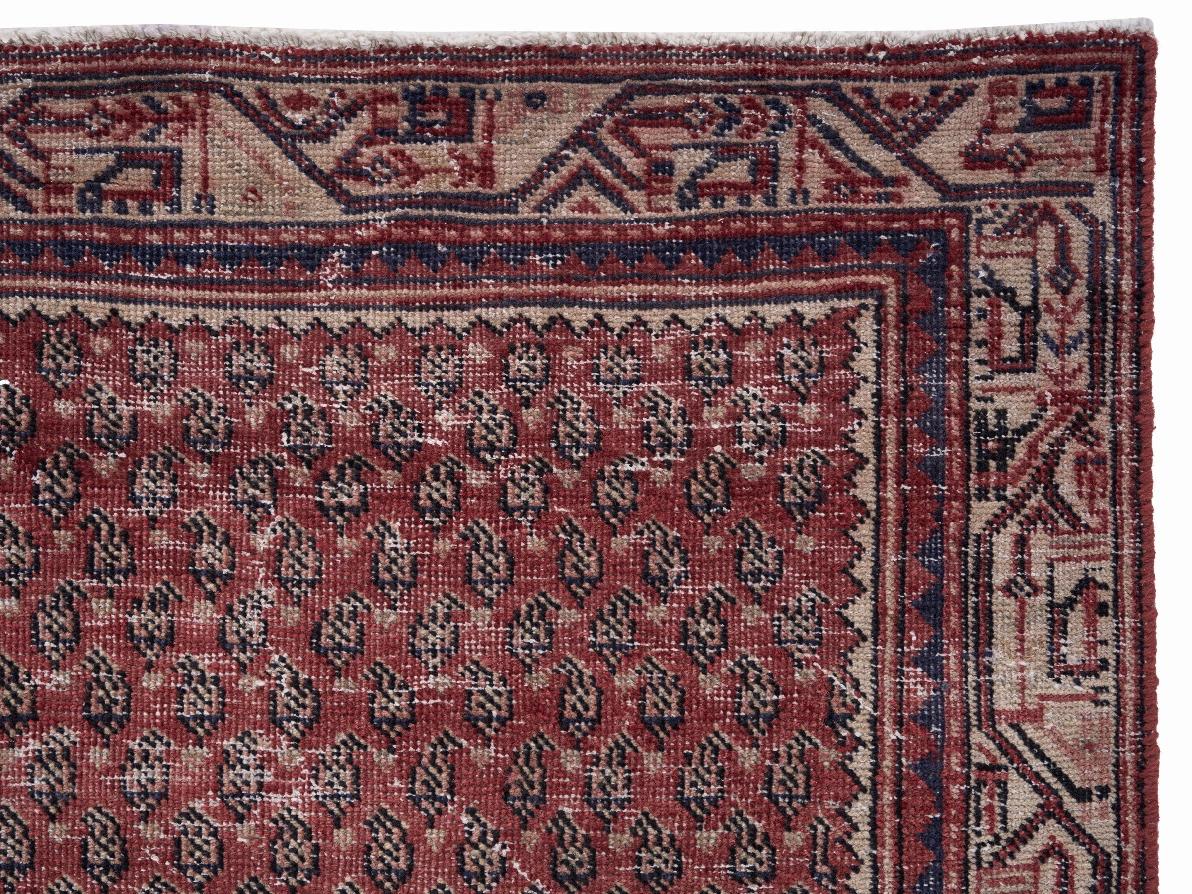 Persian Arak runner rug in deep red and greige, view 8 of 10