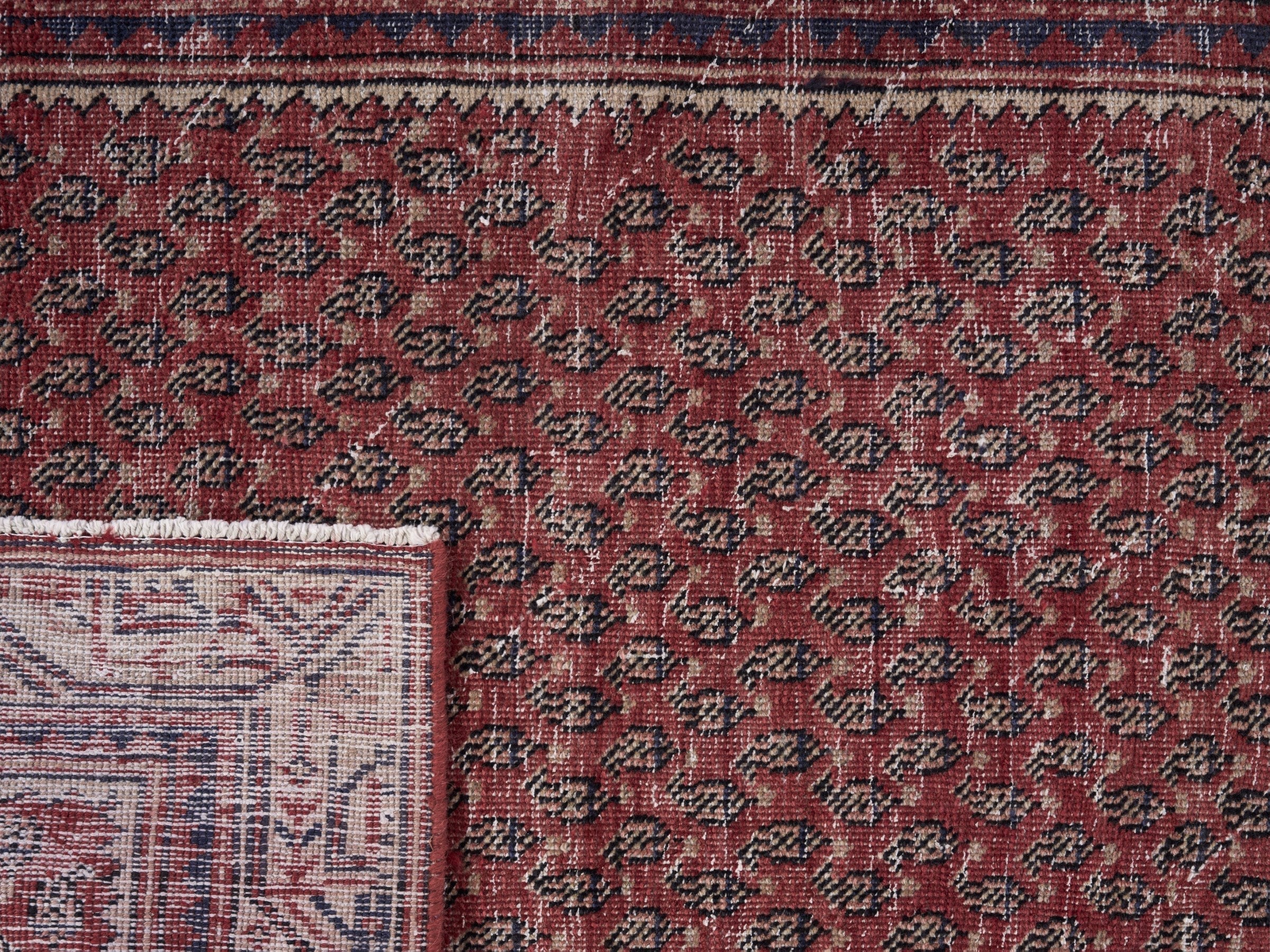 Persian Arak runner rug in deep red and greige, view 10 of 10
