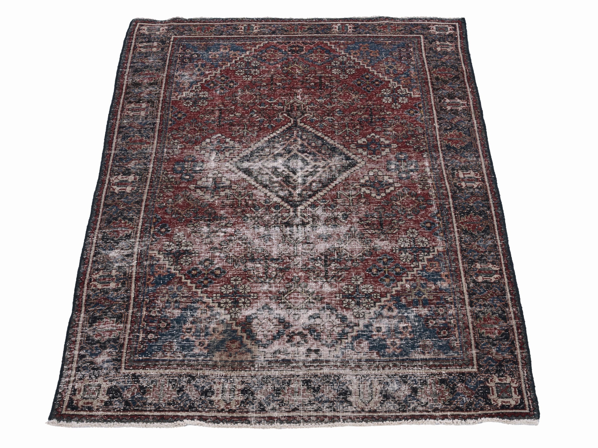 Persian Joshaghan area rug in faded red and charcoal, view 2 of 10