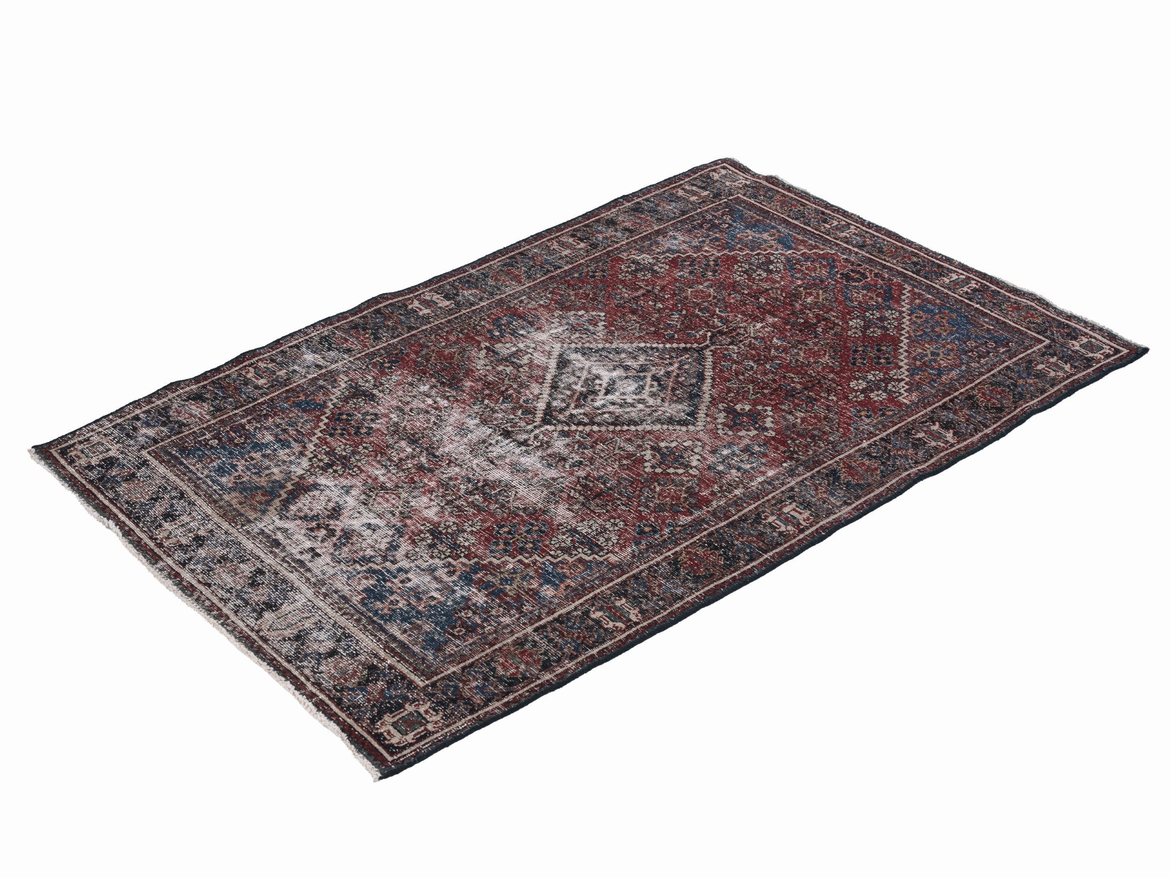 Persian Joshaghan area rug in faded red and charcoal, view 3 of 10