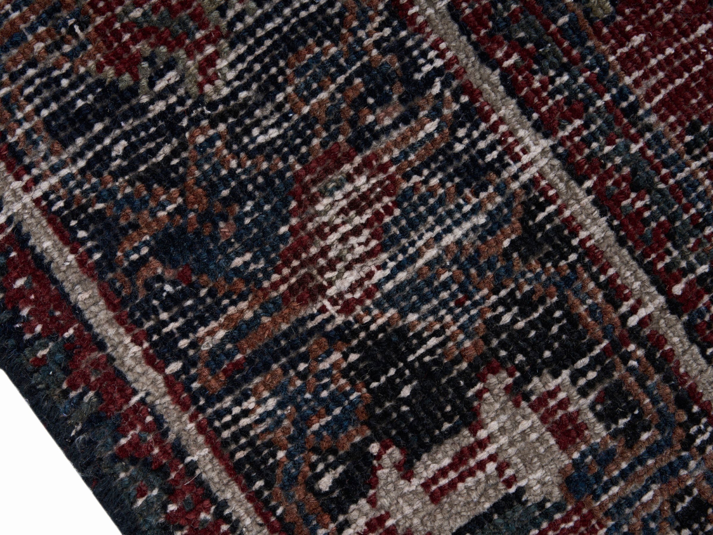 Persian Joshaghan area rug in faded red and charcoal, view 6 of 10