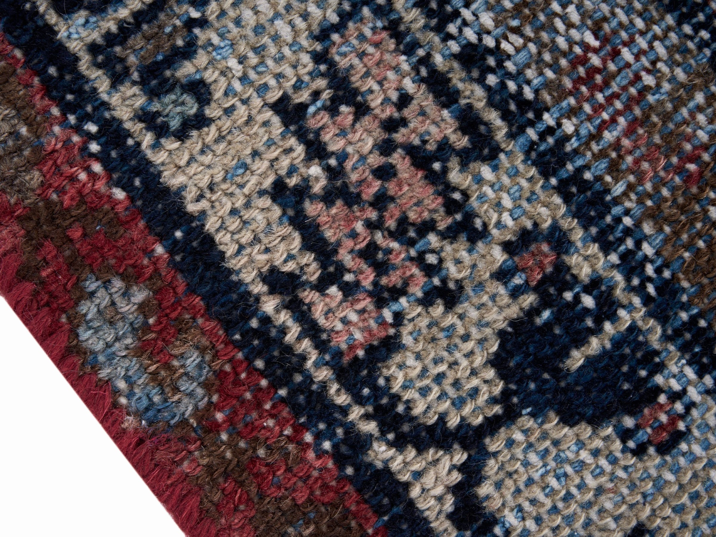 Persian Saveh accent rug in powder blue and faded red, view 6 of 10