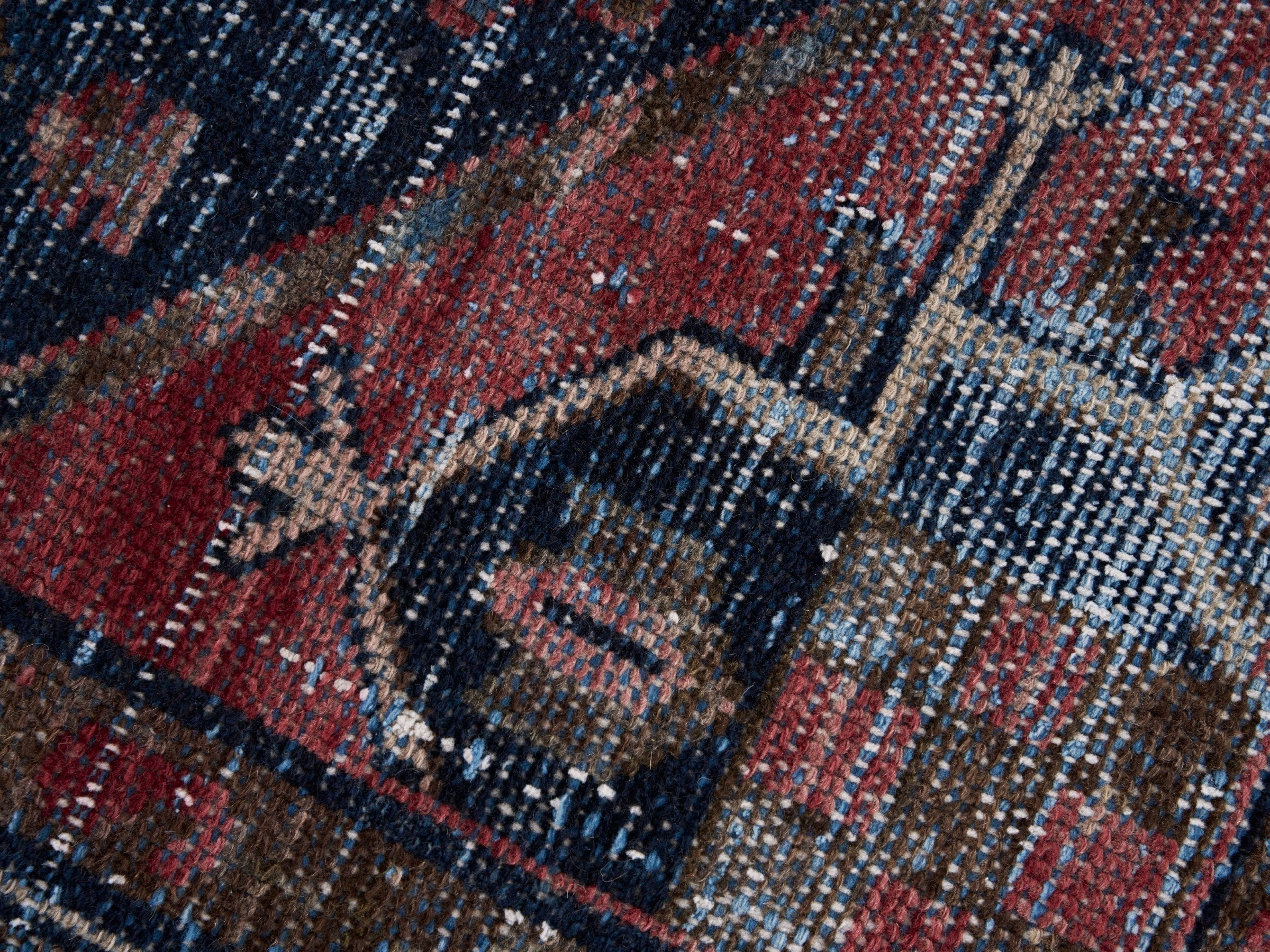 Persian Saveh accent rug in powder blue and faded red, view 7 of 10