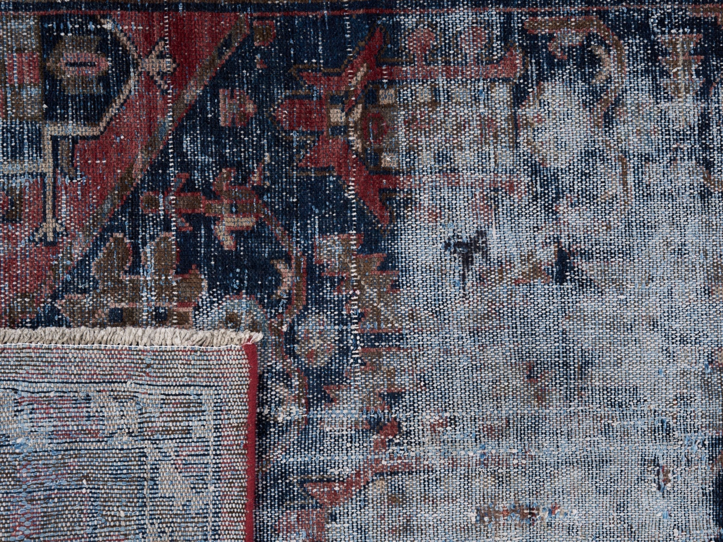 Persian Saveh accent rug in powder blue and faded red, view 10 of 10