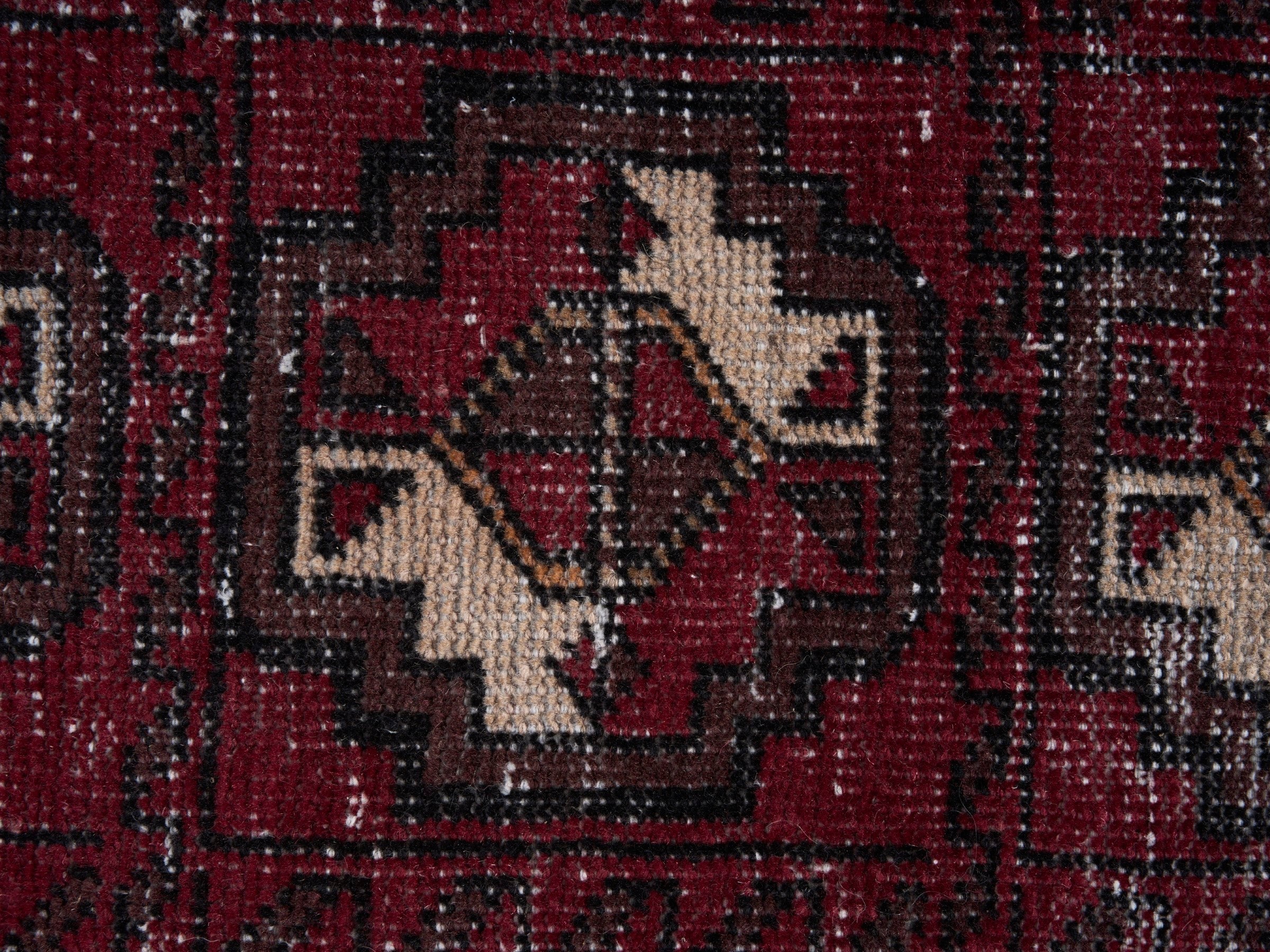 Persian Baluch area rug in burgundy and cream, view 7 of 10